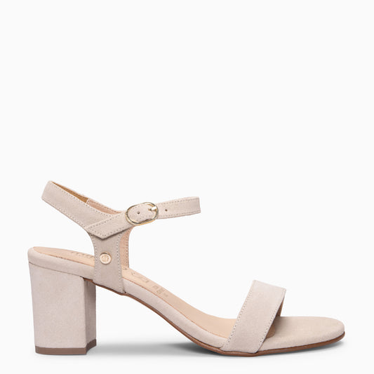 KEILA - Sandalias de Tacón Medio de Ante BEIGE