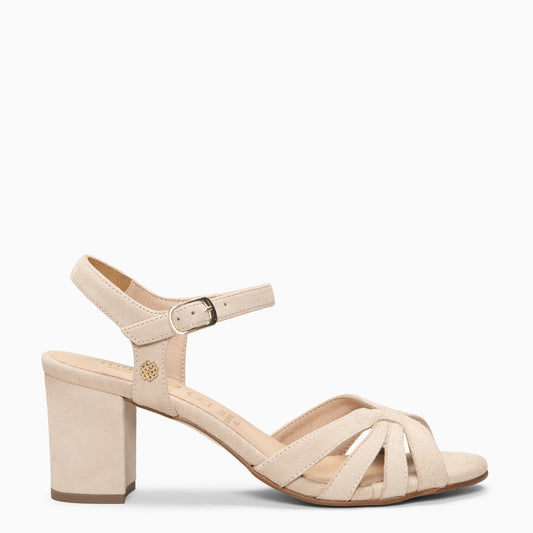 MUSA – Sandalias de Tacón ancho BEIGE