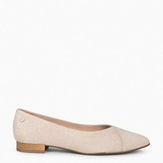 MARIE - Chaussures à talons bas bout pointu BEIGE