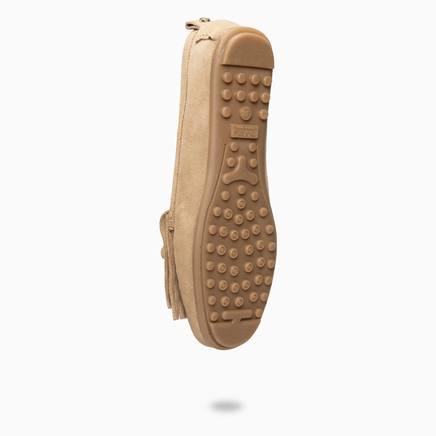 HABANA- Mocasines planos de ante con flecos y borlas BEIGE