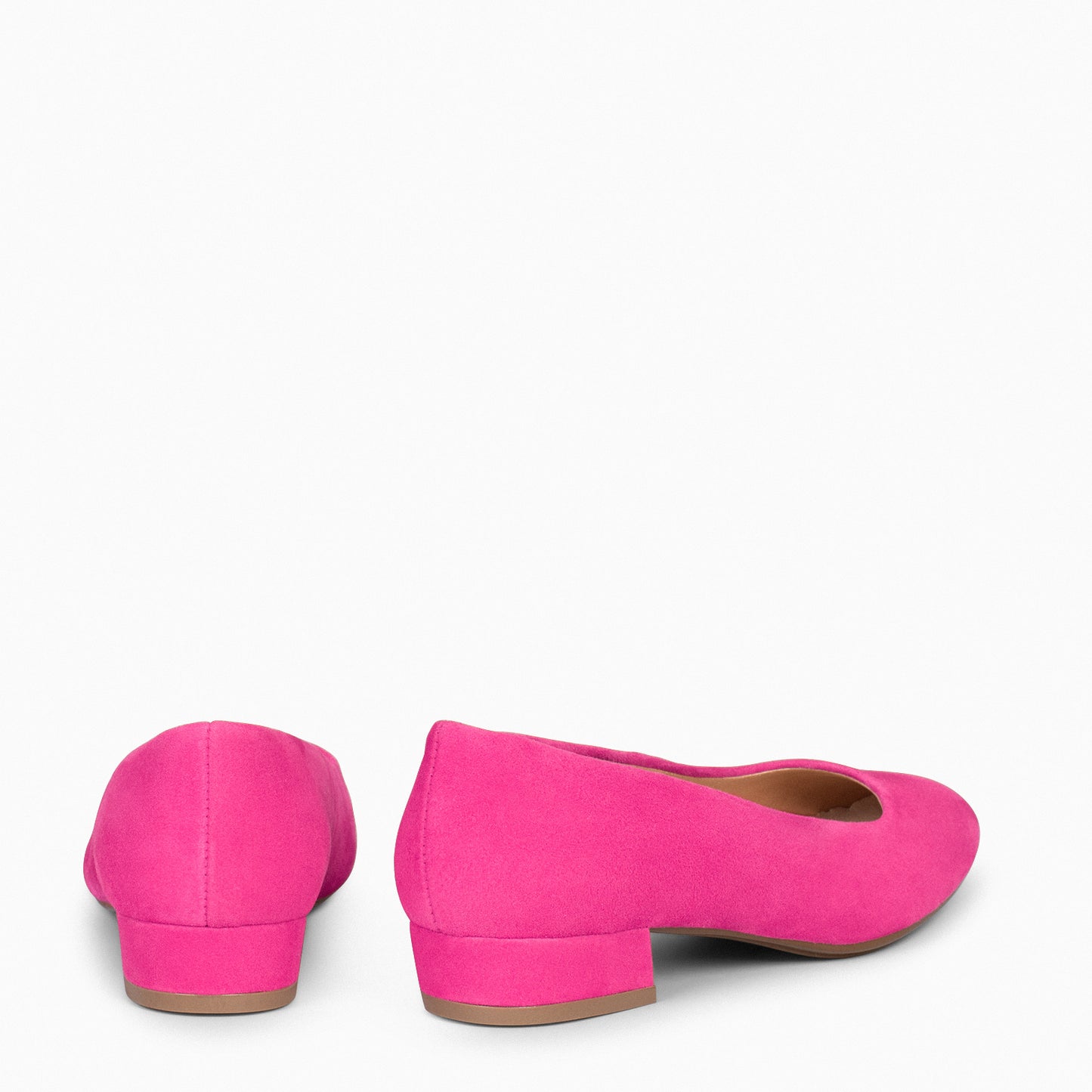 URBAN XS – Zapatos de tacón bajo de seraje FUCSIA