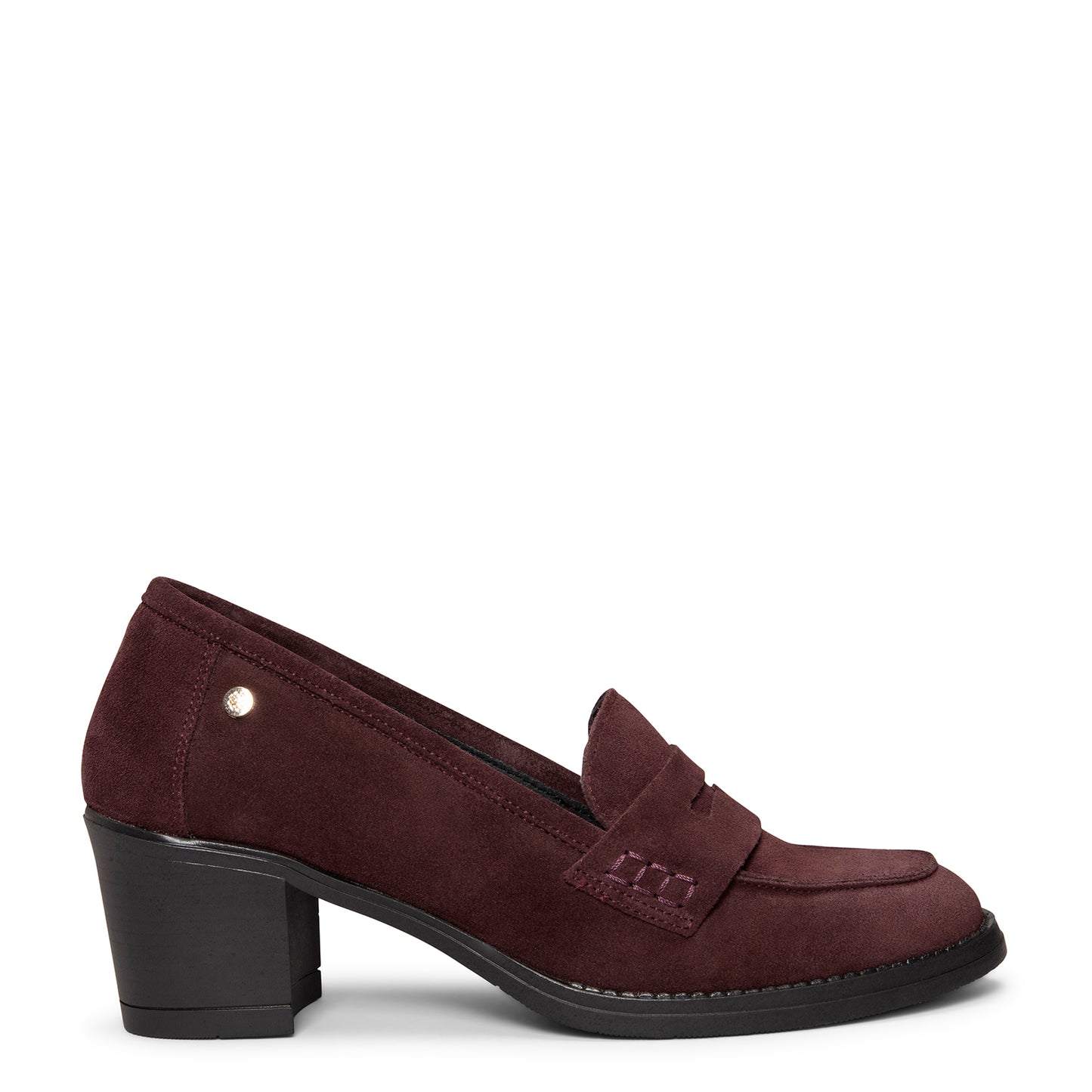 LATTÉ   -Mocasín con tacón ancho  BURDEOS