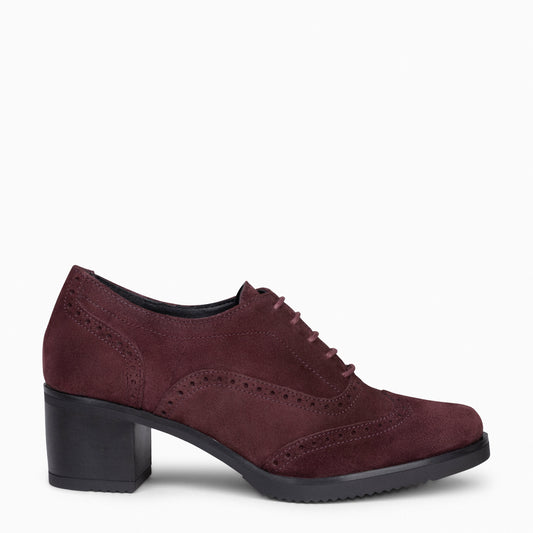 OXFORD – Blucher de mujer con tacón BURDEOS