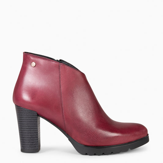 CLASSIC - Botins femininos com salto BORGONHA