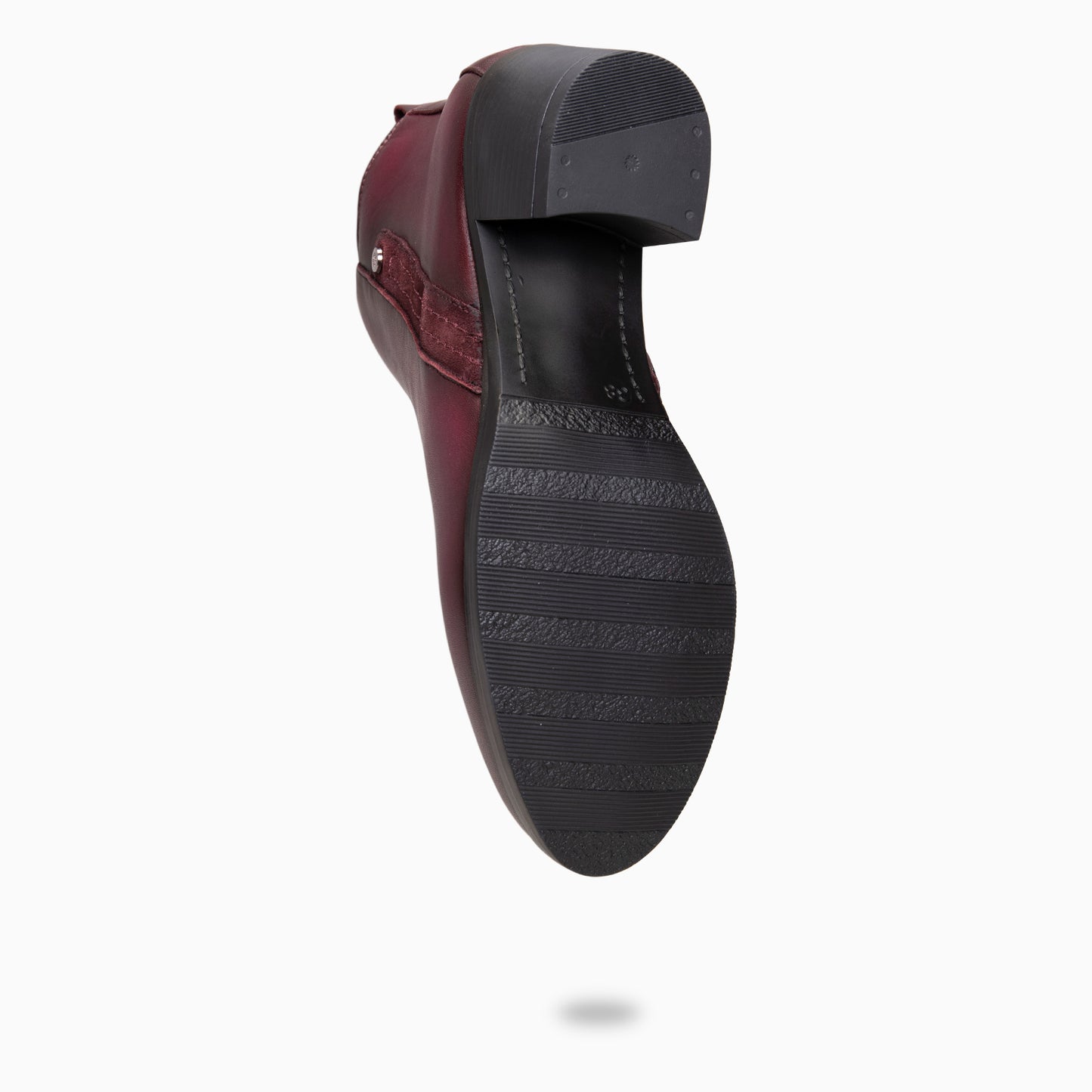 MONTSE – Botin de tacón ancho de piel BURDEOS