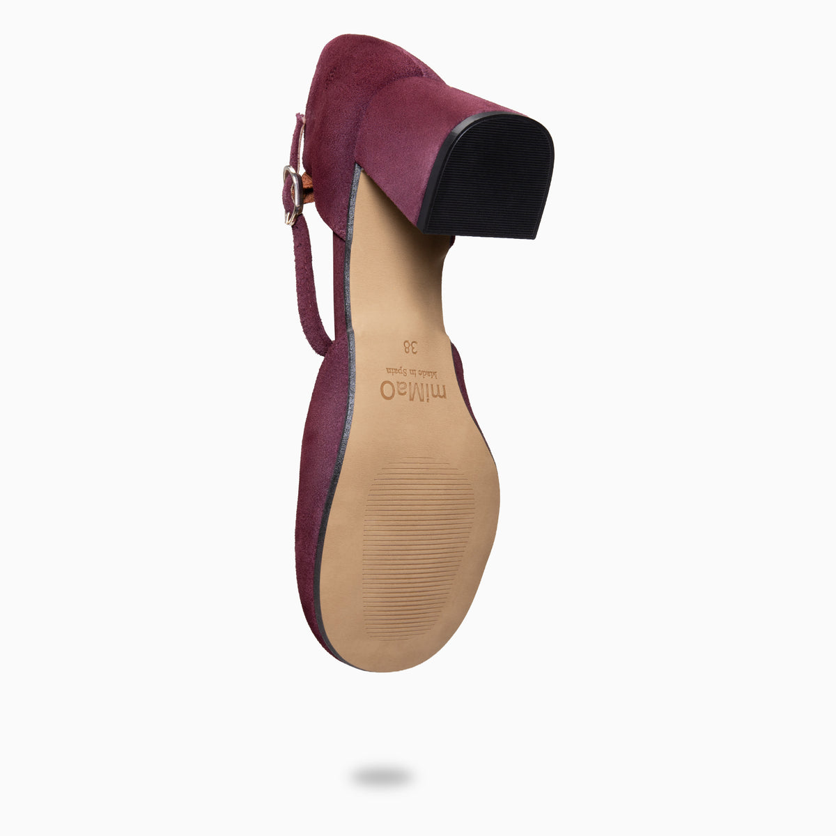 AZUCENA - Zapatos Salomé con tacón Baresoft de ante BURDEOS