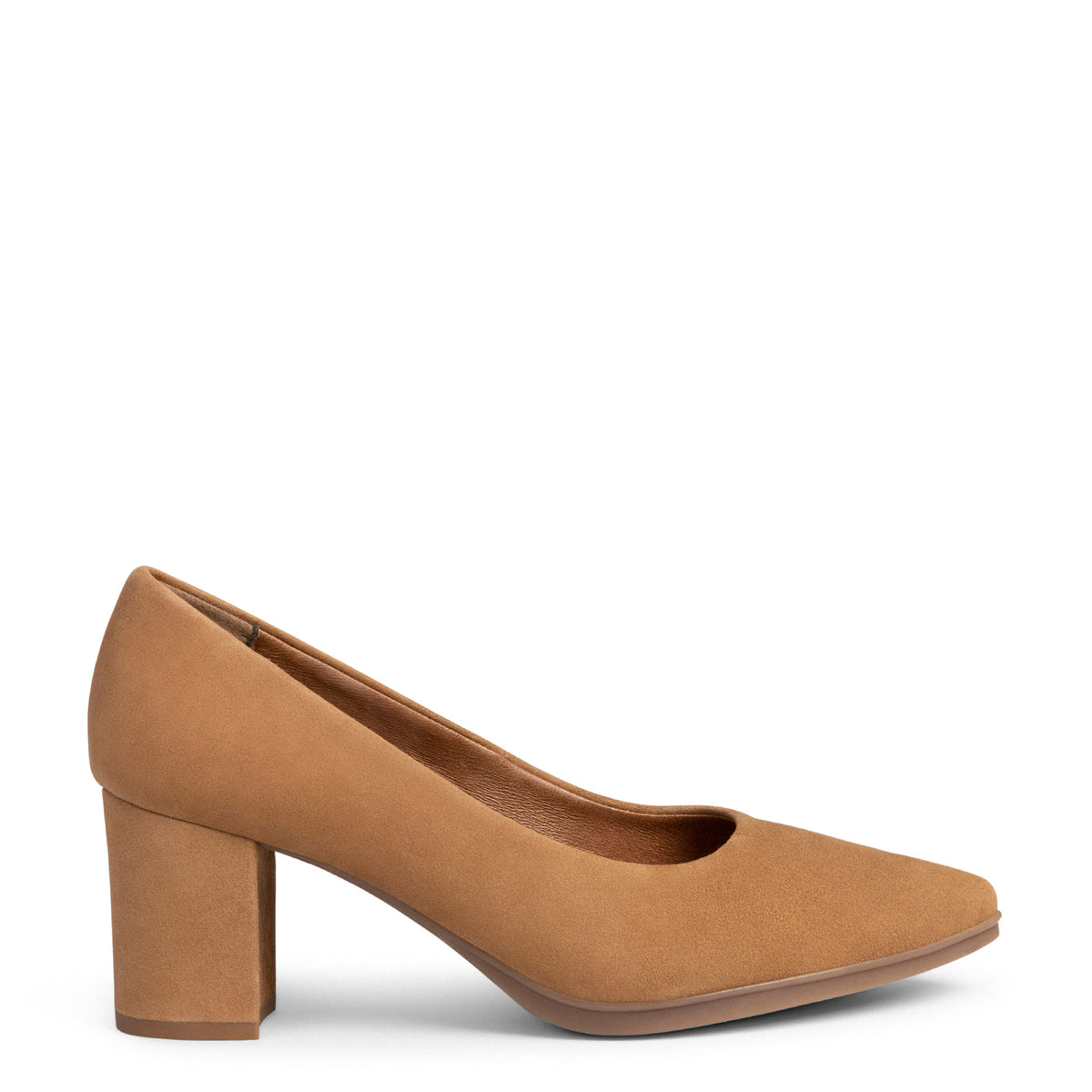 URBAN S – Zapatos de tacón medio de ante CAMEL
