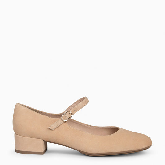 NORA - Mary Janes com salto baixo CAMEL