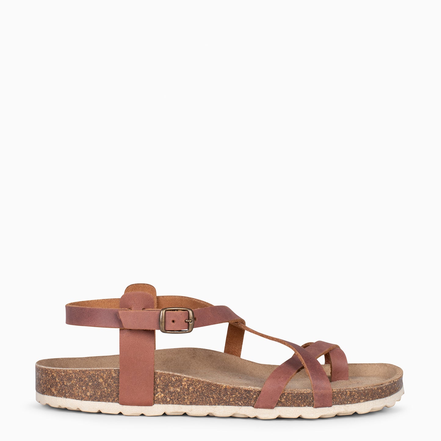 BOHEMIAN – Sandales BIO avec bracelet à bout CAMEL 