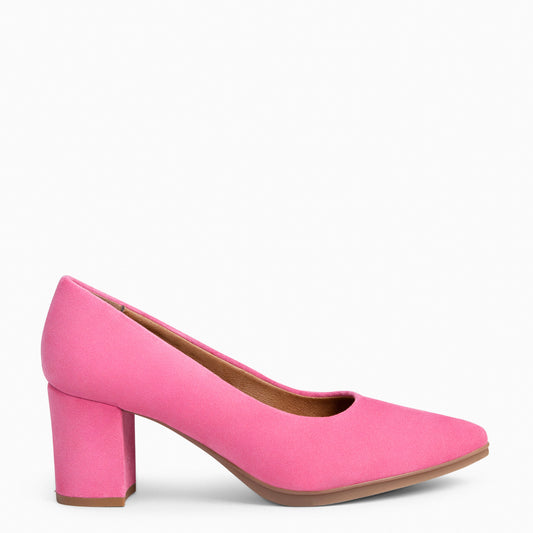 URBAN S – Chaussures à talons mi-hauts en daim ROSE