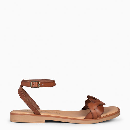 ARECA – Sandalias Planas Mujer CUERO