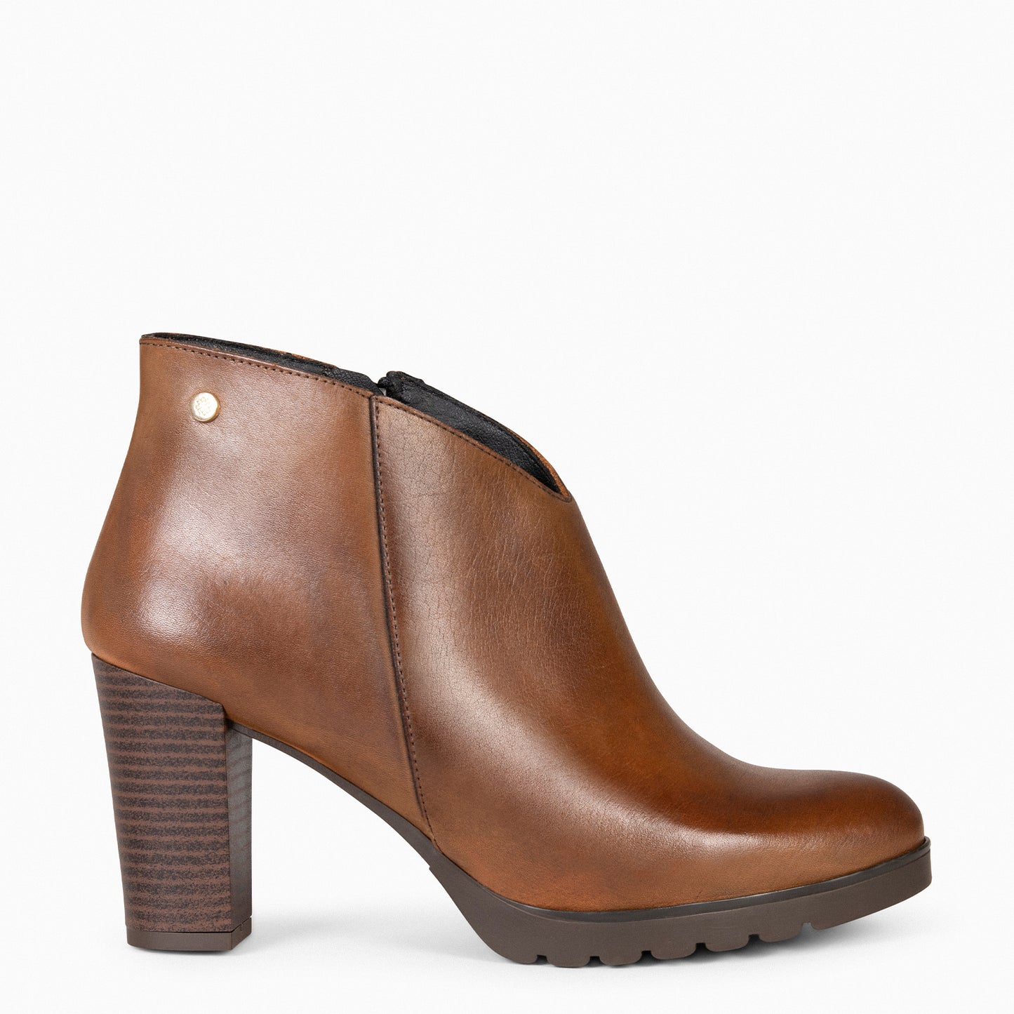 CLASSIC - Botins femininos com salto em COURO