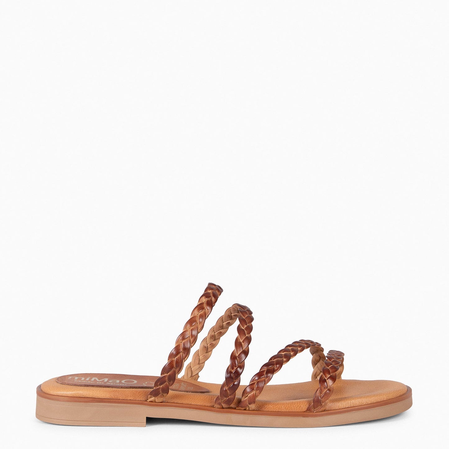 HIDRA - Sandalias planas trenzadas CAMEL - miMaO ®