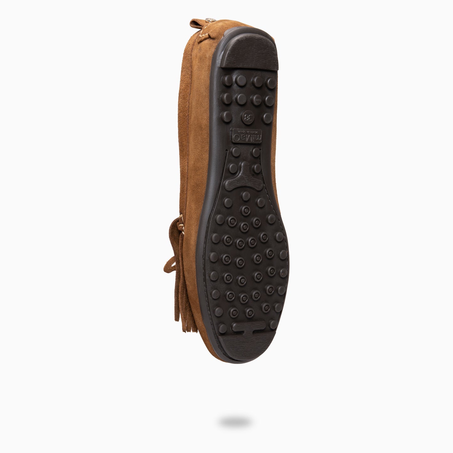HABANA- Mocasines planos de ante con flecos y borlas CUERO