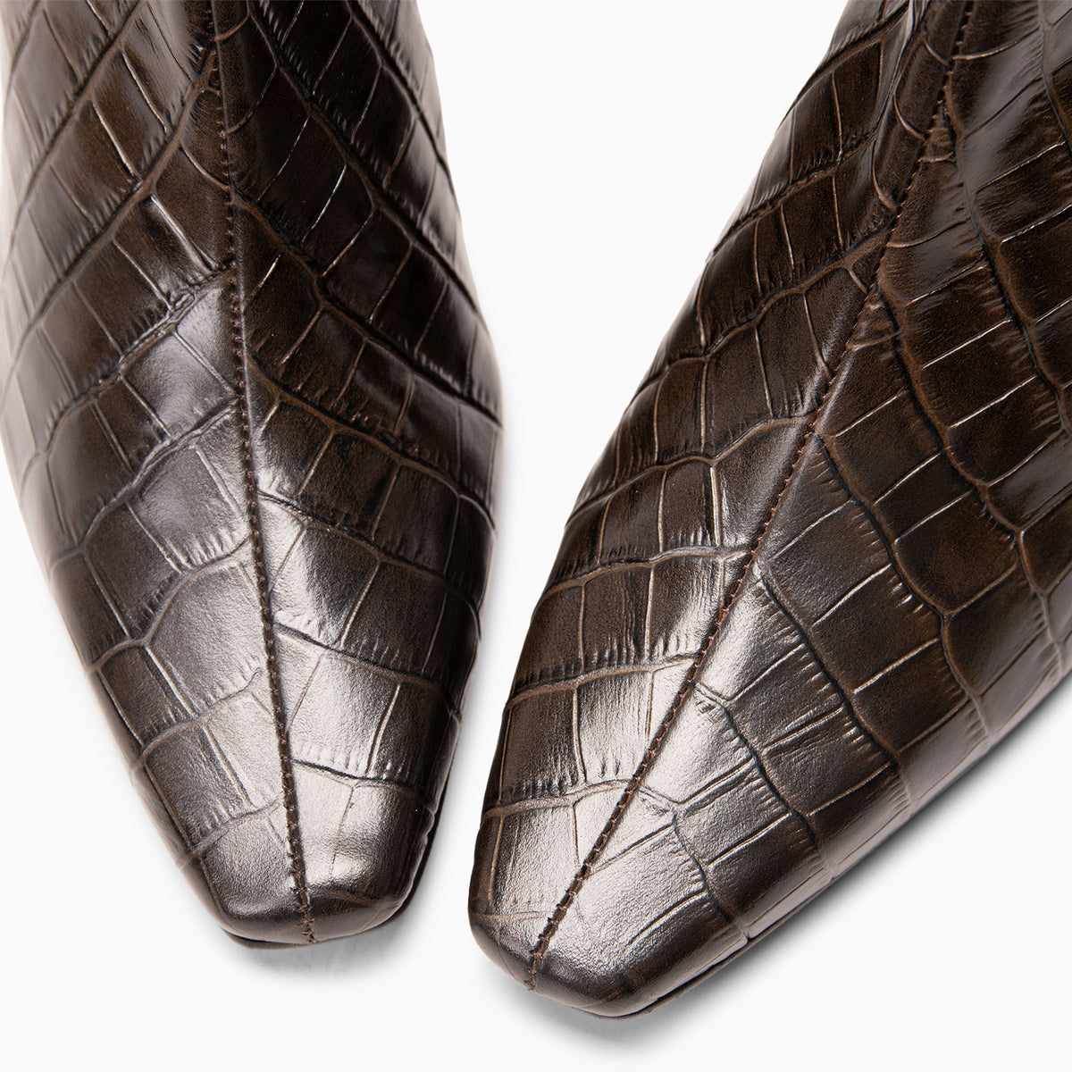 DUNDY - Botines de tacón fino en piel con efecto cocodrilo