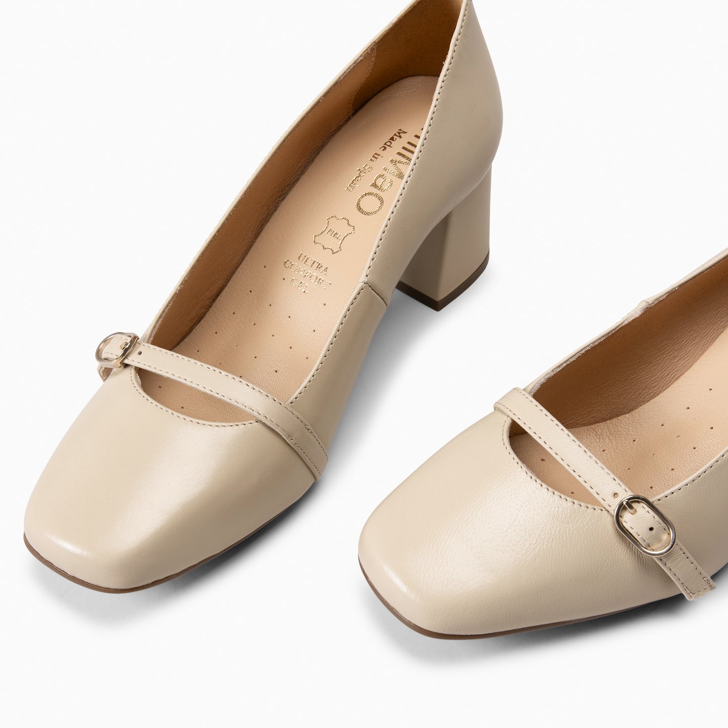 ELISA - Zapato de salón con tacón ancho BEIGE