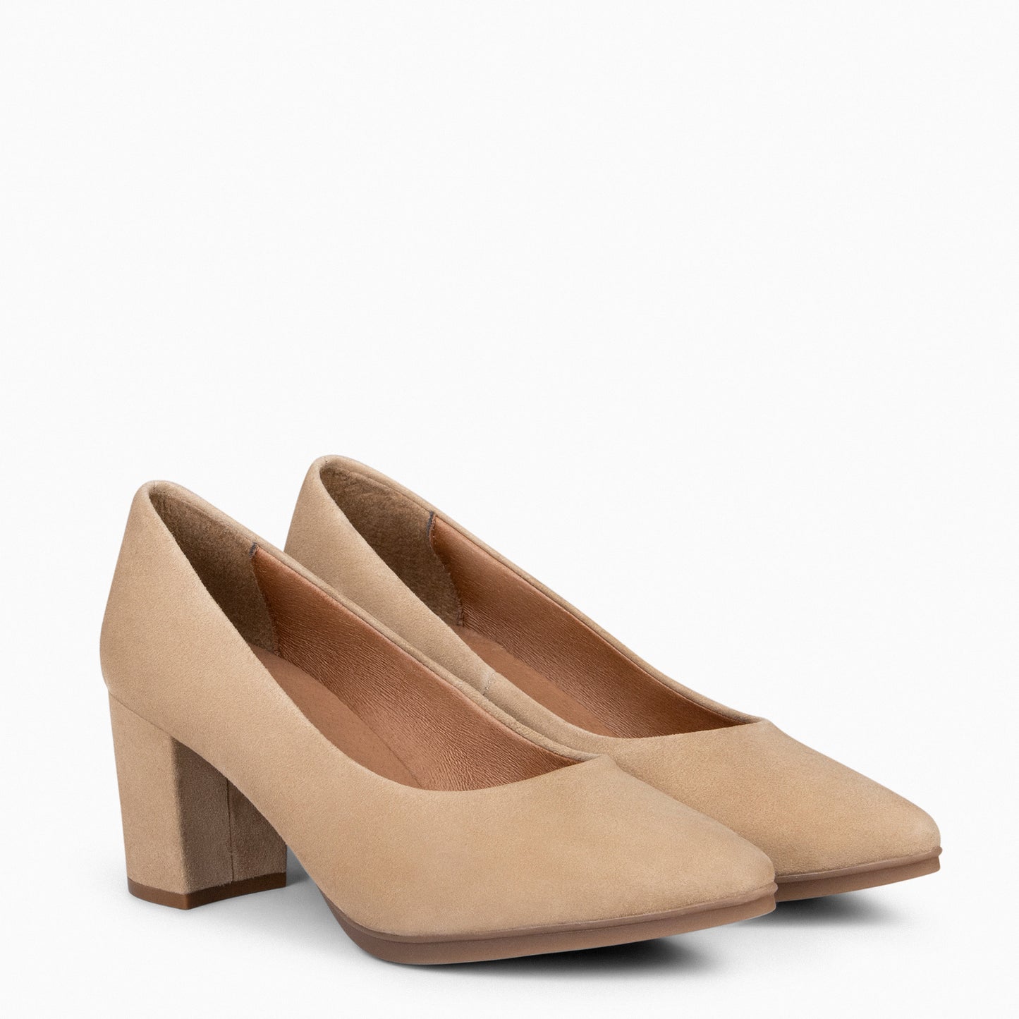 URBAN S – Zapatos de tacón medio de ante  BEIGE