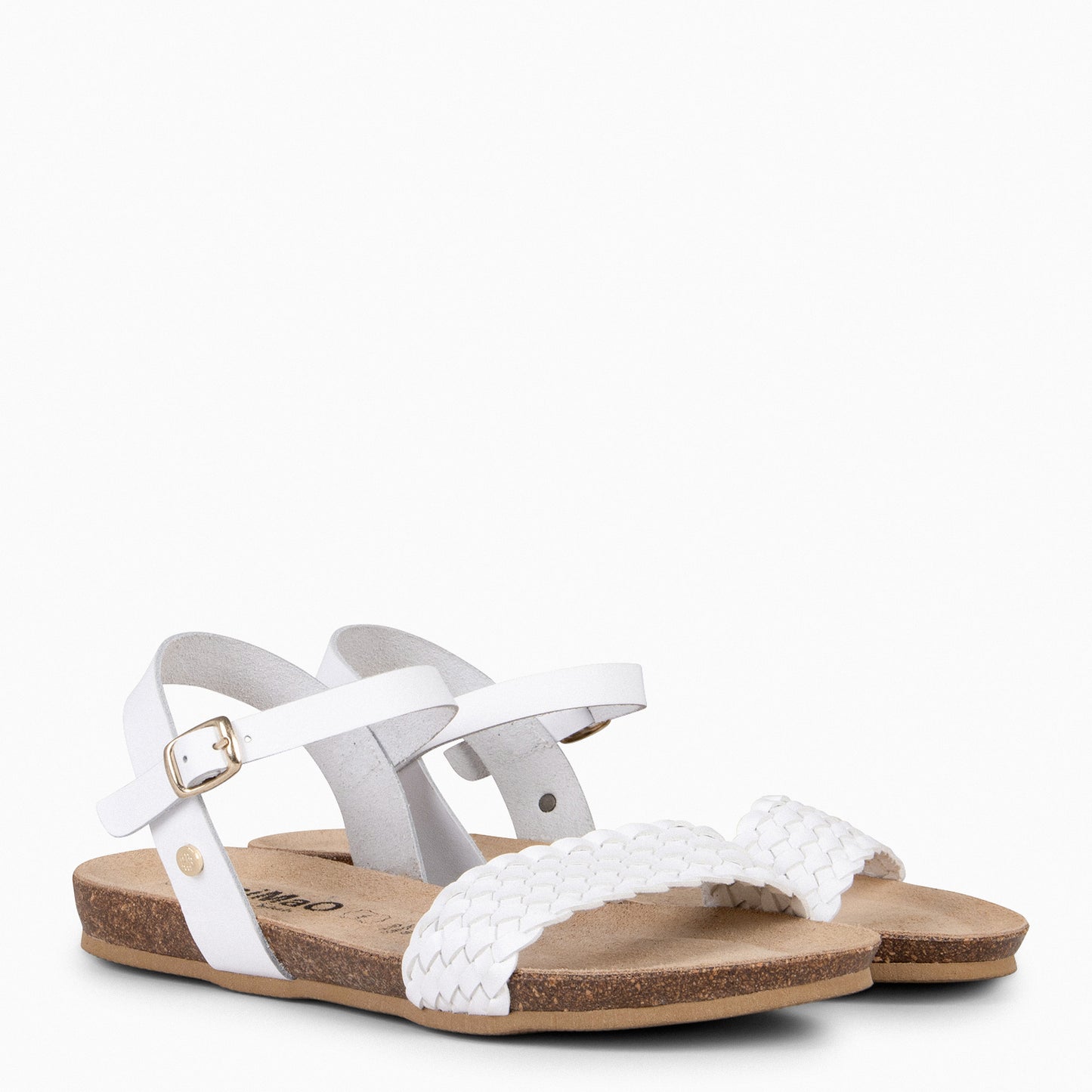 AIRE - Sandalias Planas BIO tira Trenzada BLANCO