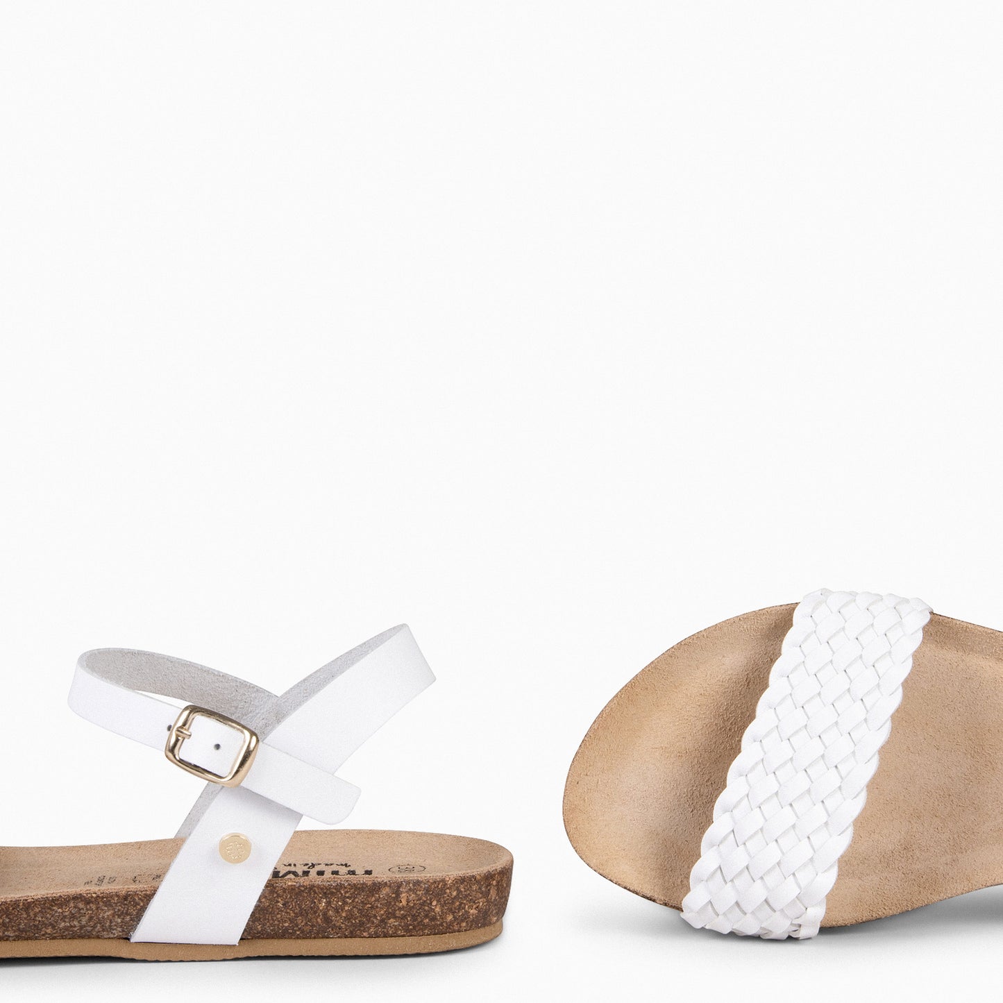 AIRE - Sandalias Planas BIO tira Trenzada BLANCO