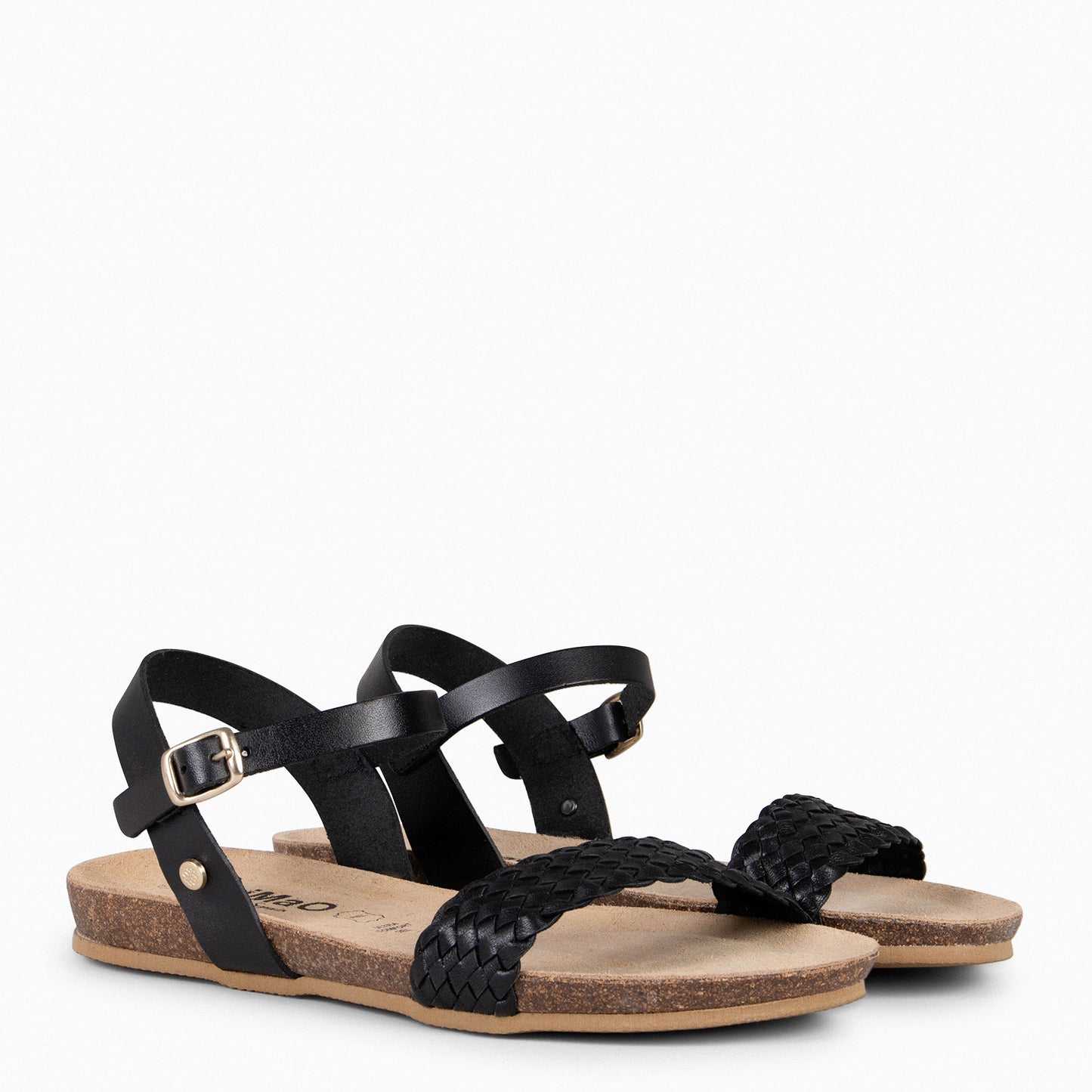 AIRE - Sandalias Planas BIO tira Trenzada NEGRO