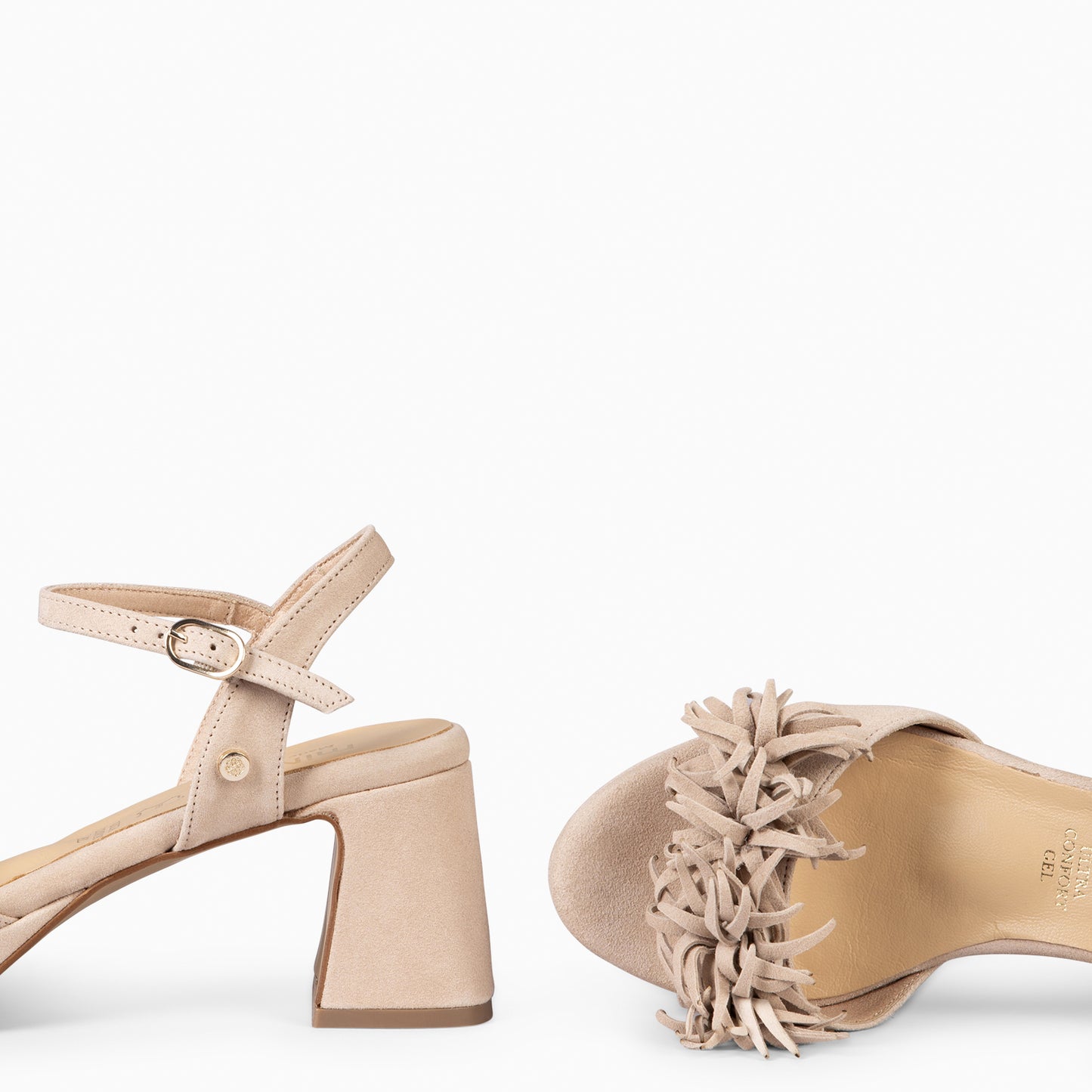 POMPÓN - Sandalias de tacón de vestir BEIGE