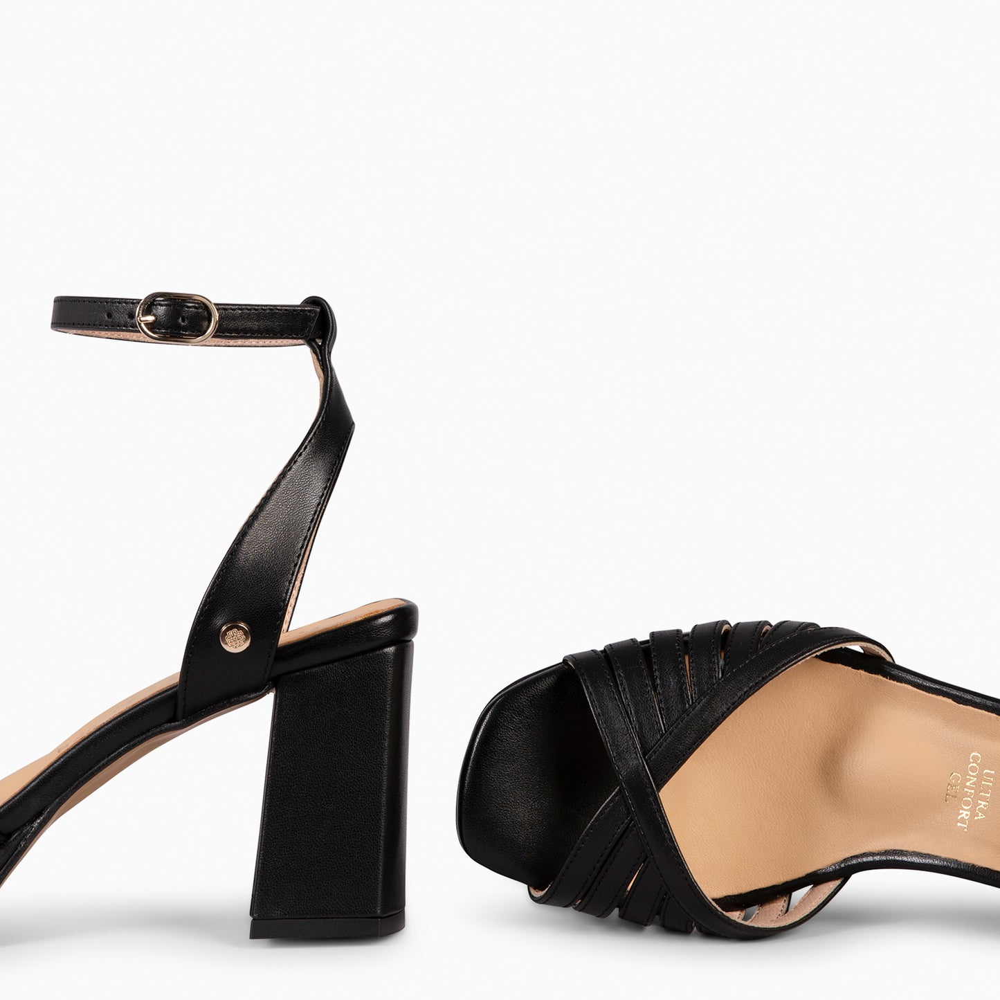 CRISTEL - SANDALIAS ELEGANTES DE TACÓN DE VESTIR  NEGRO