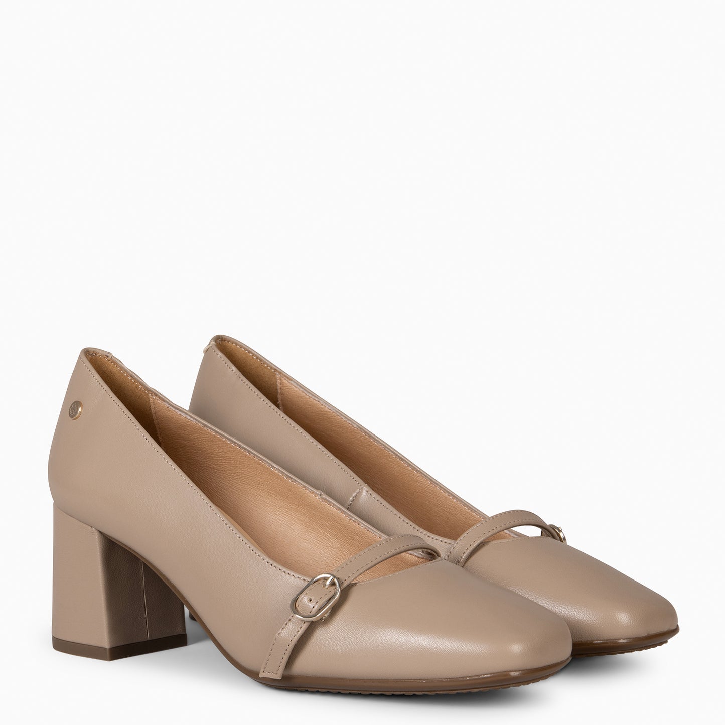 ELISA - Zapato de salón con tacón ancho CAMEL