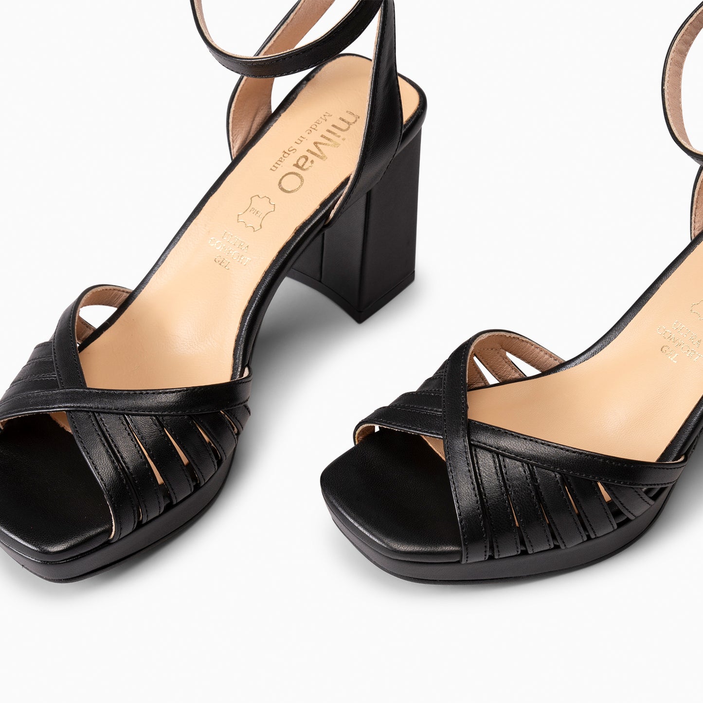 CRISTEL - SANDALIAS ELEGANTES DE TACÓN DE VESTIR  NEGRO