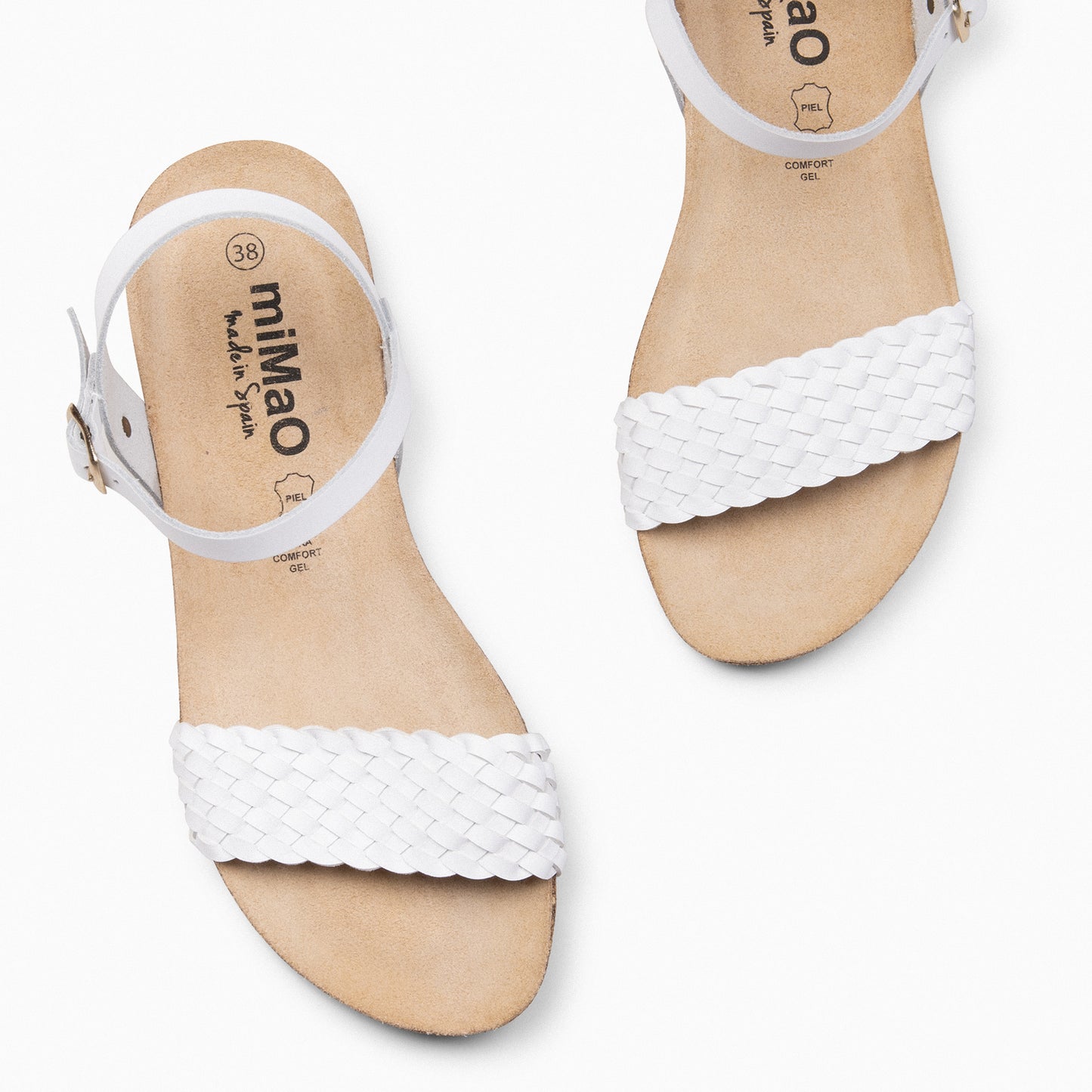 AIRE - Sandalias Planas BIO de tira Trenzada BLANCO