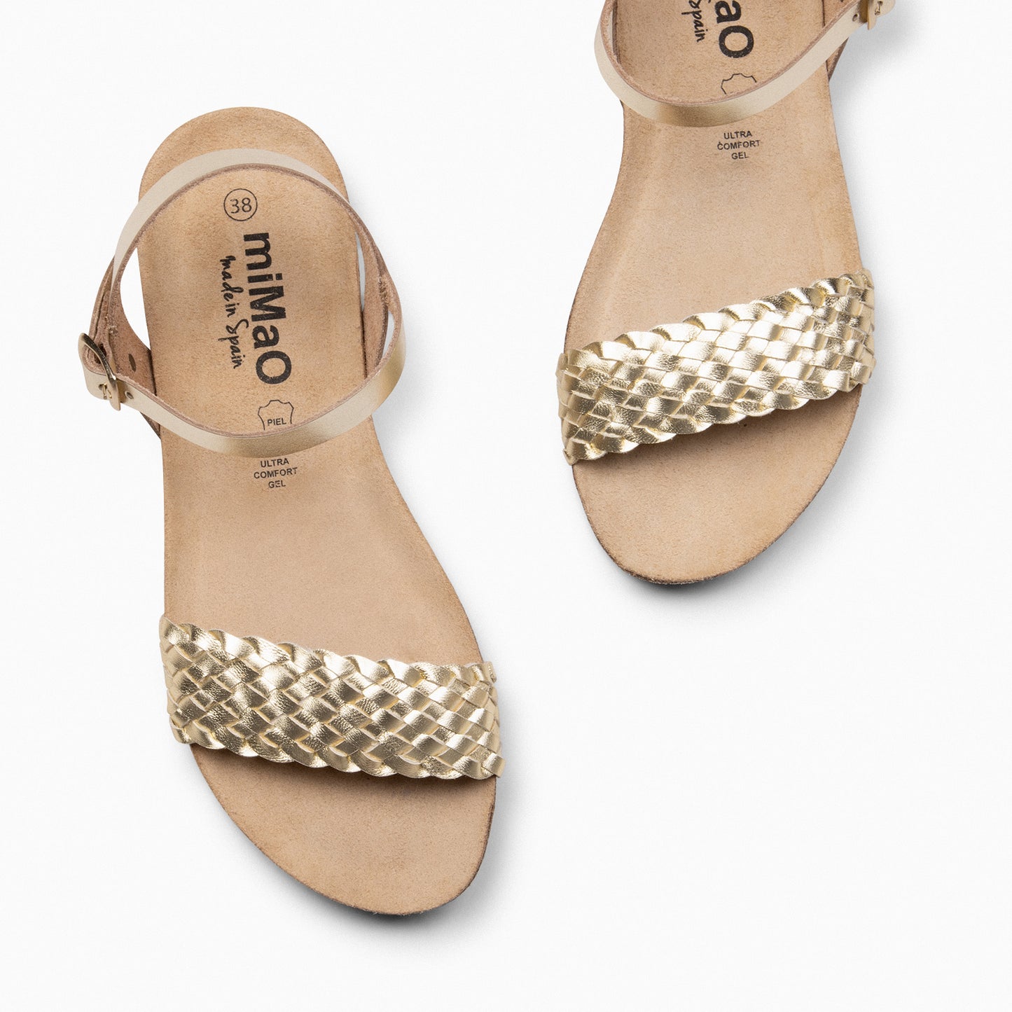 AIRE - Sandalias Planas BIO de tira Trenzada ORO