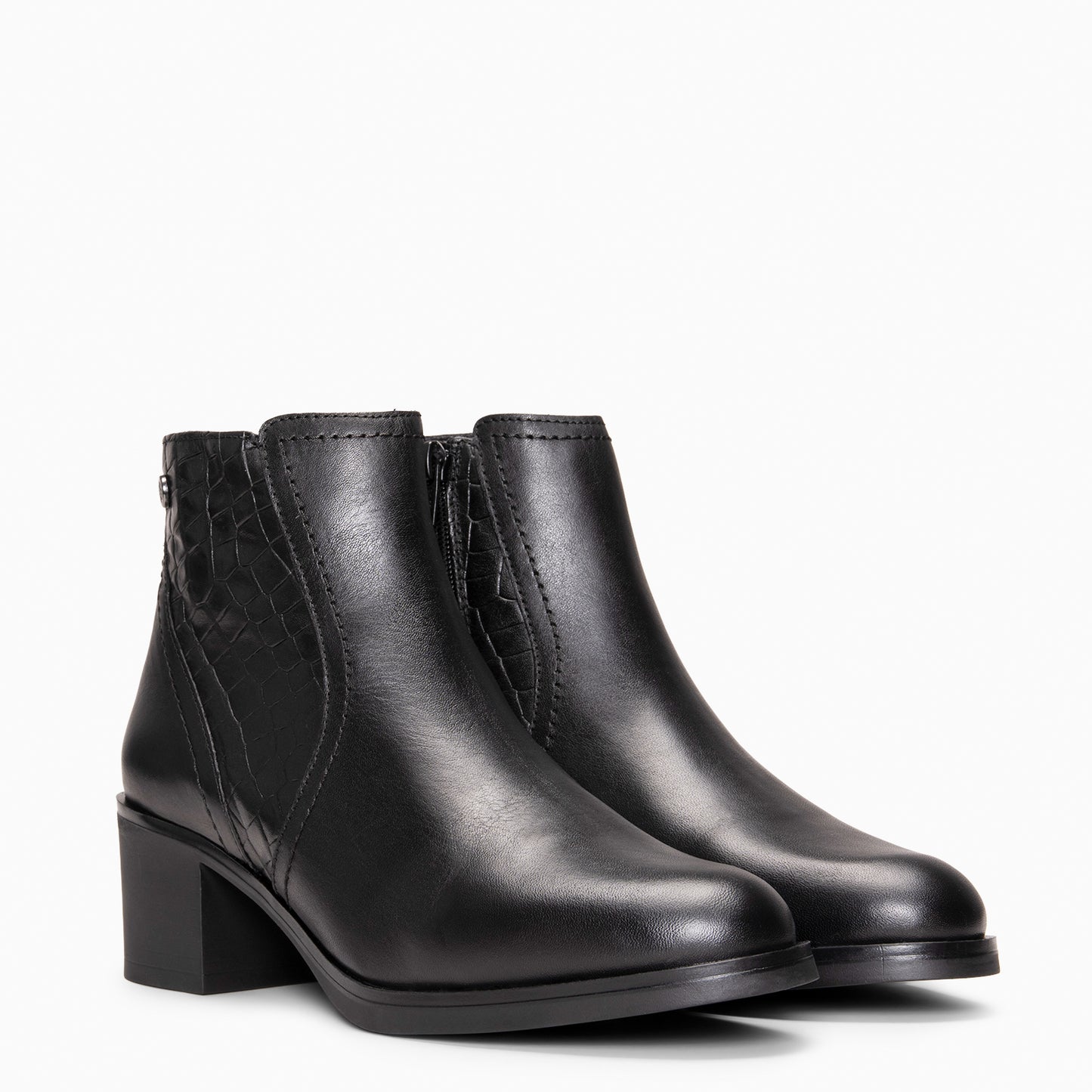 BRANSON - Botines bajos de piel NEGRO