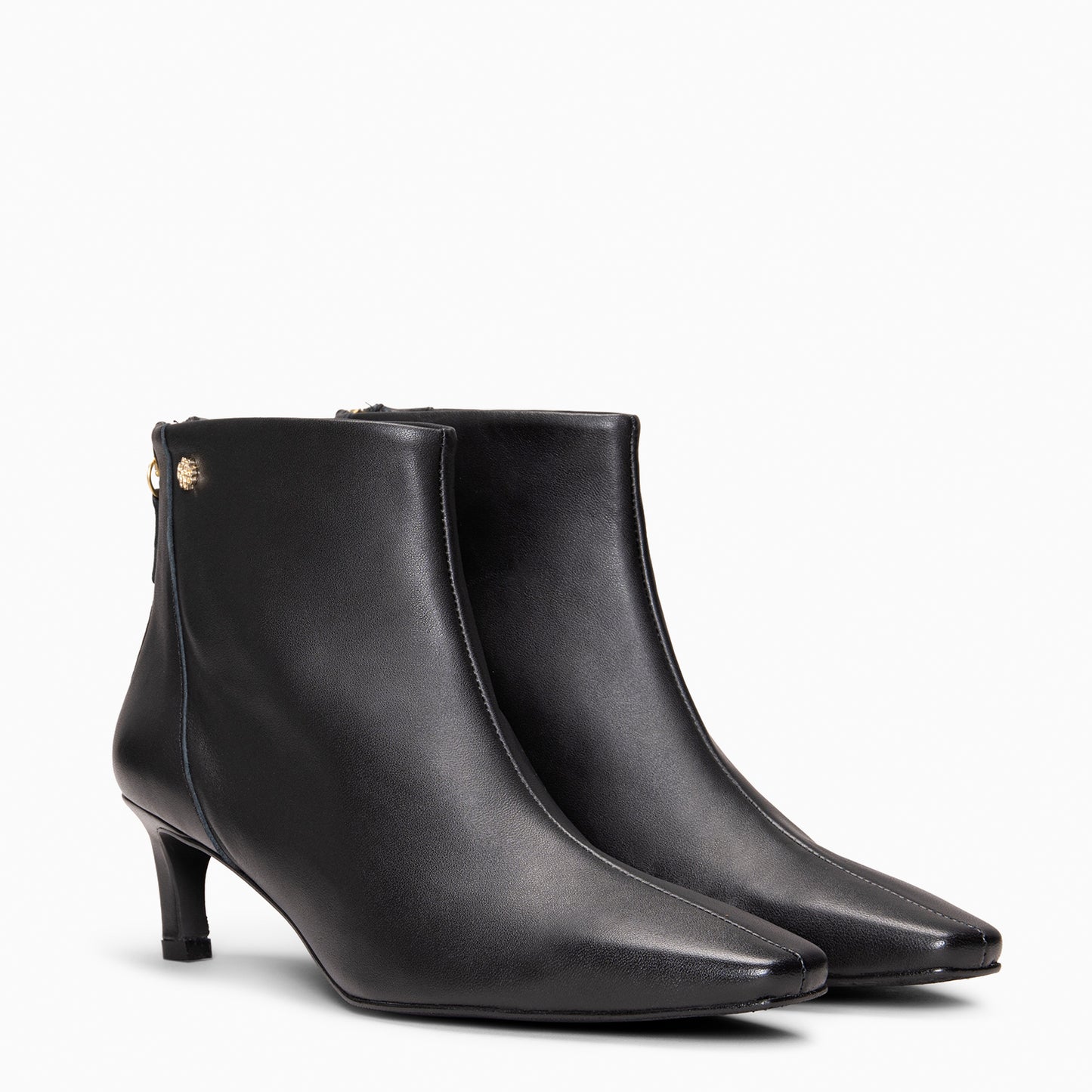 LUISA - Botines de tacón kitten con cremallera NAPA NEGRO