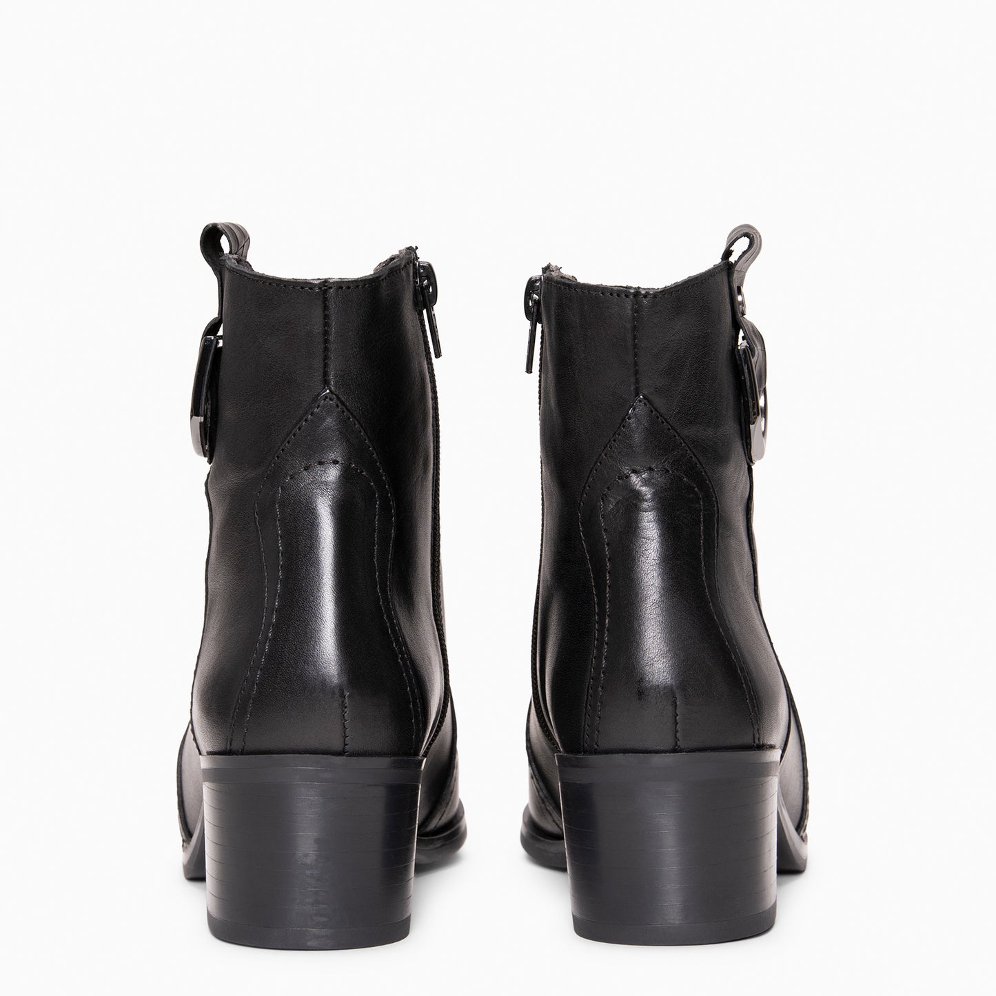SANTANA - Botines Cowboy de piel NEGRO