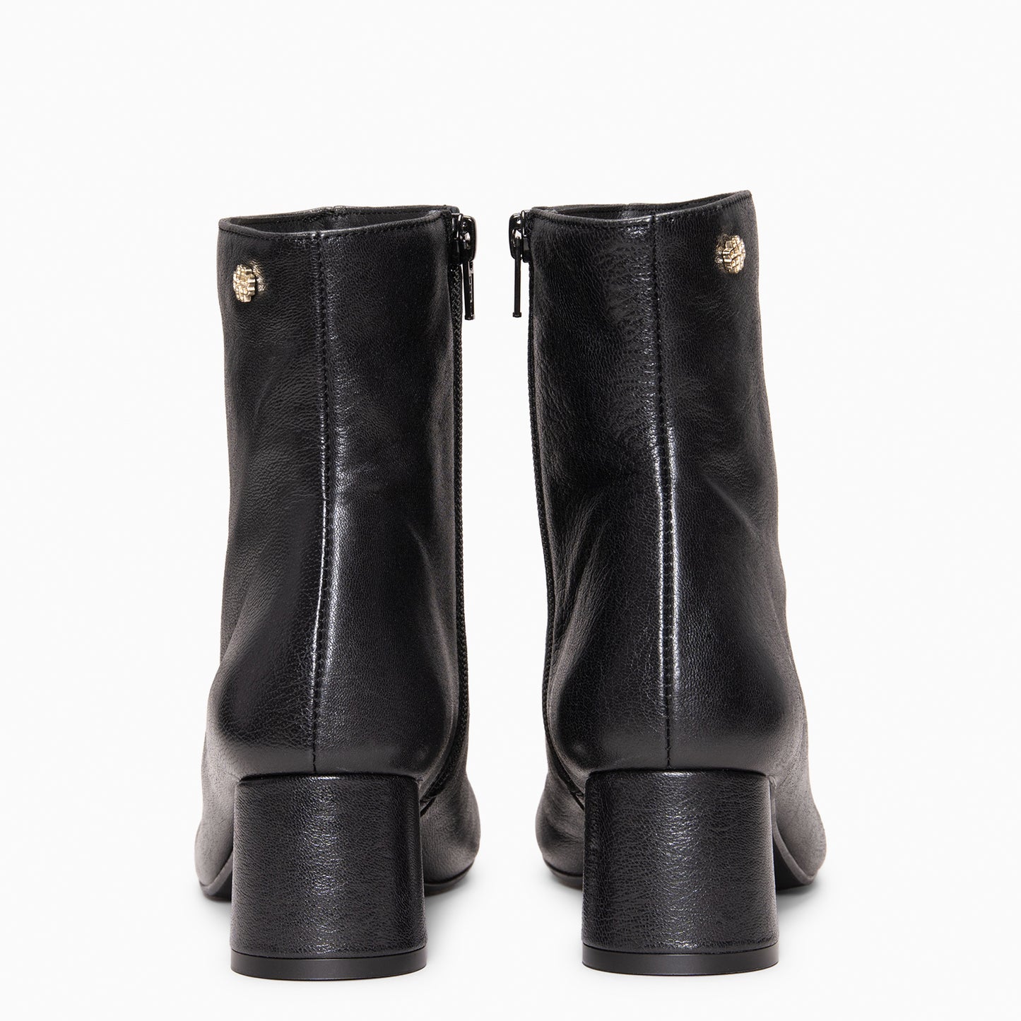 RUBI - Botines de tacón de piel NEGRO