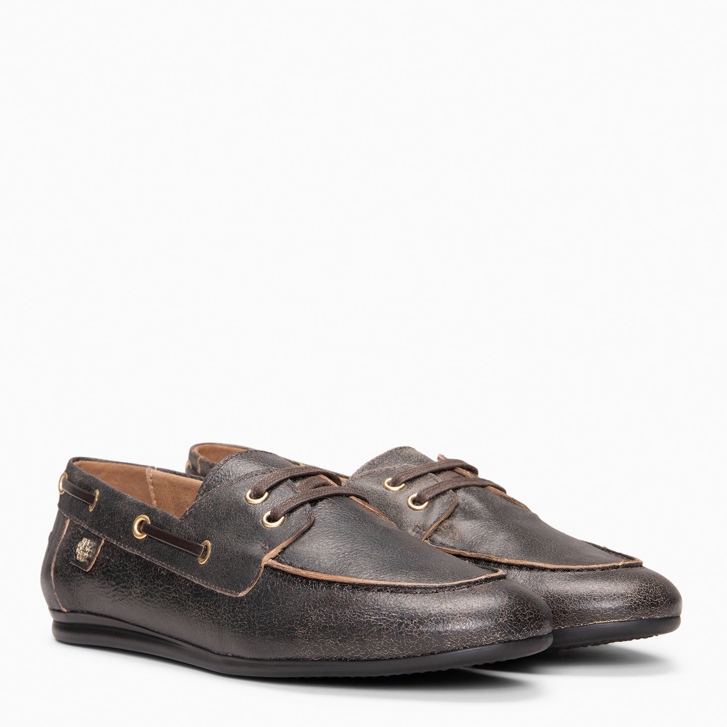 COLLINS - Náuticos de piel craquelada MARRON