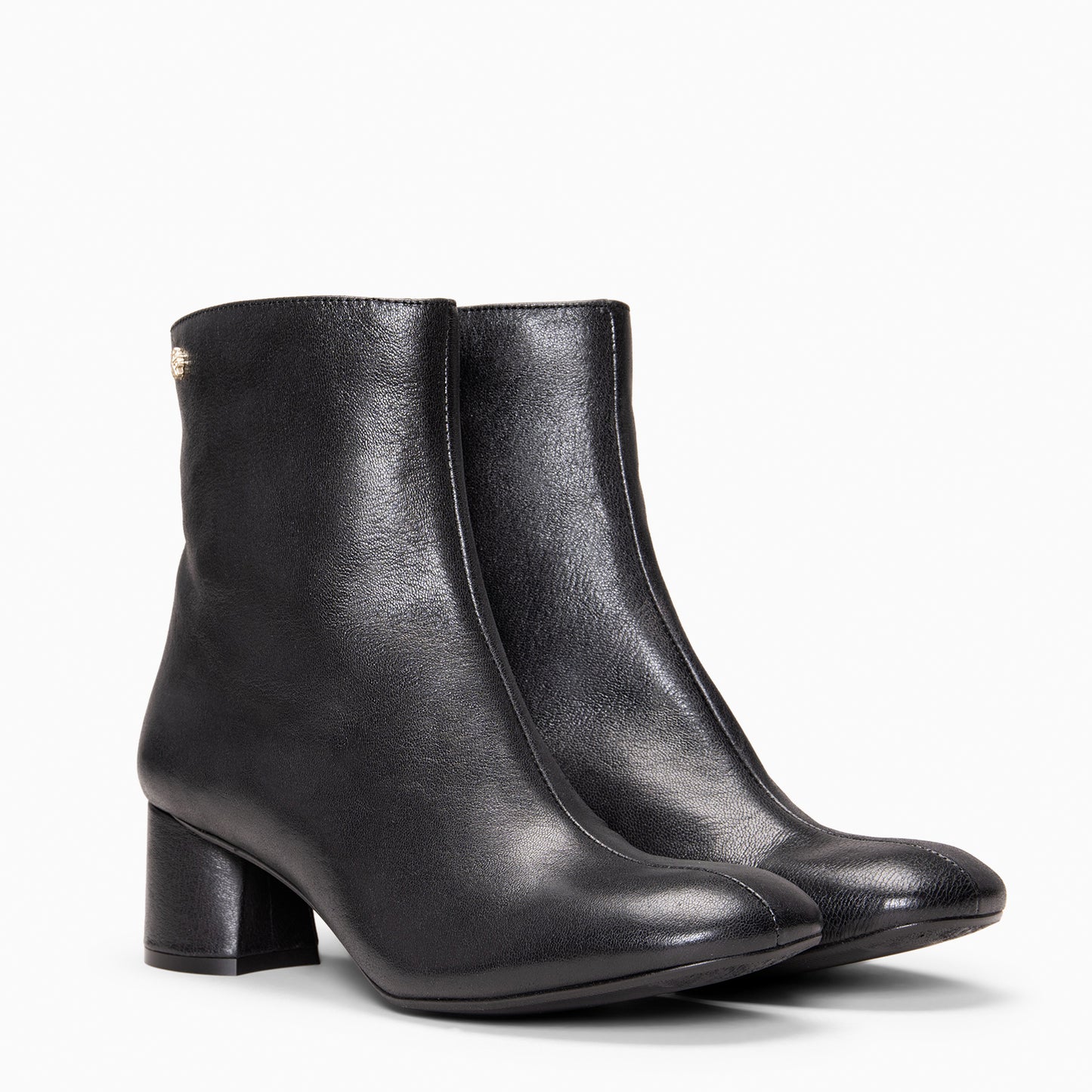 RUBI - Botines de tacón de piel NEGRO