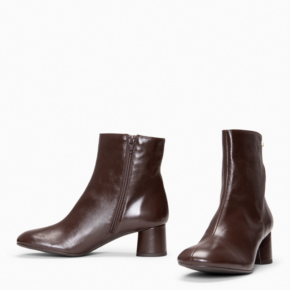 RUBI - Botines de tacón de piel MARRON