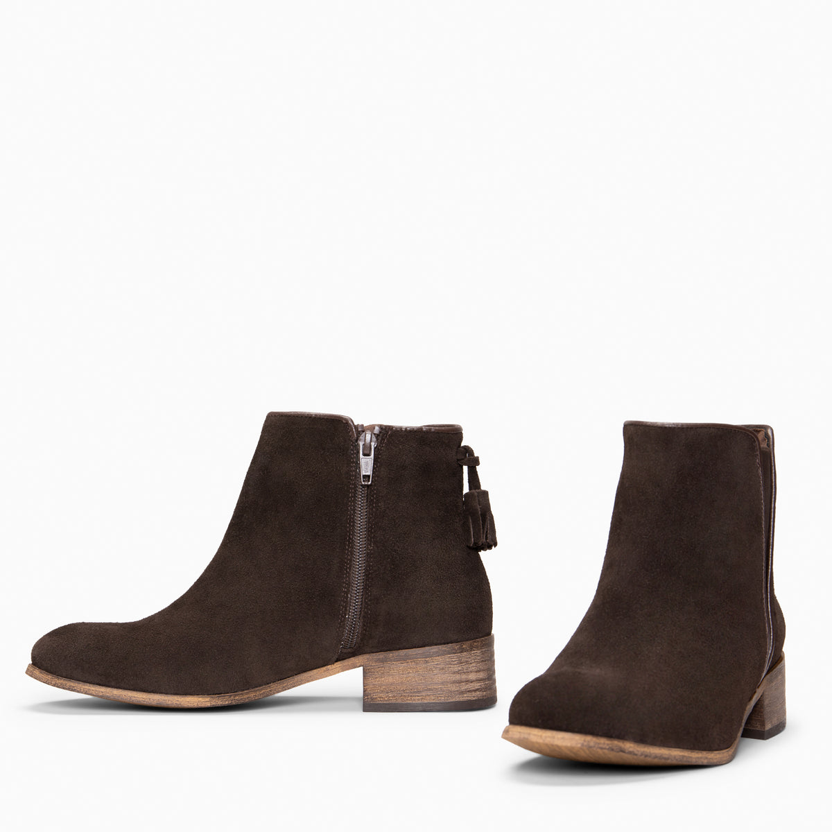 LEIRE - Botines Chelsea de serraje hidrófugo MARRON