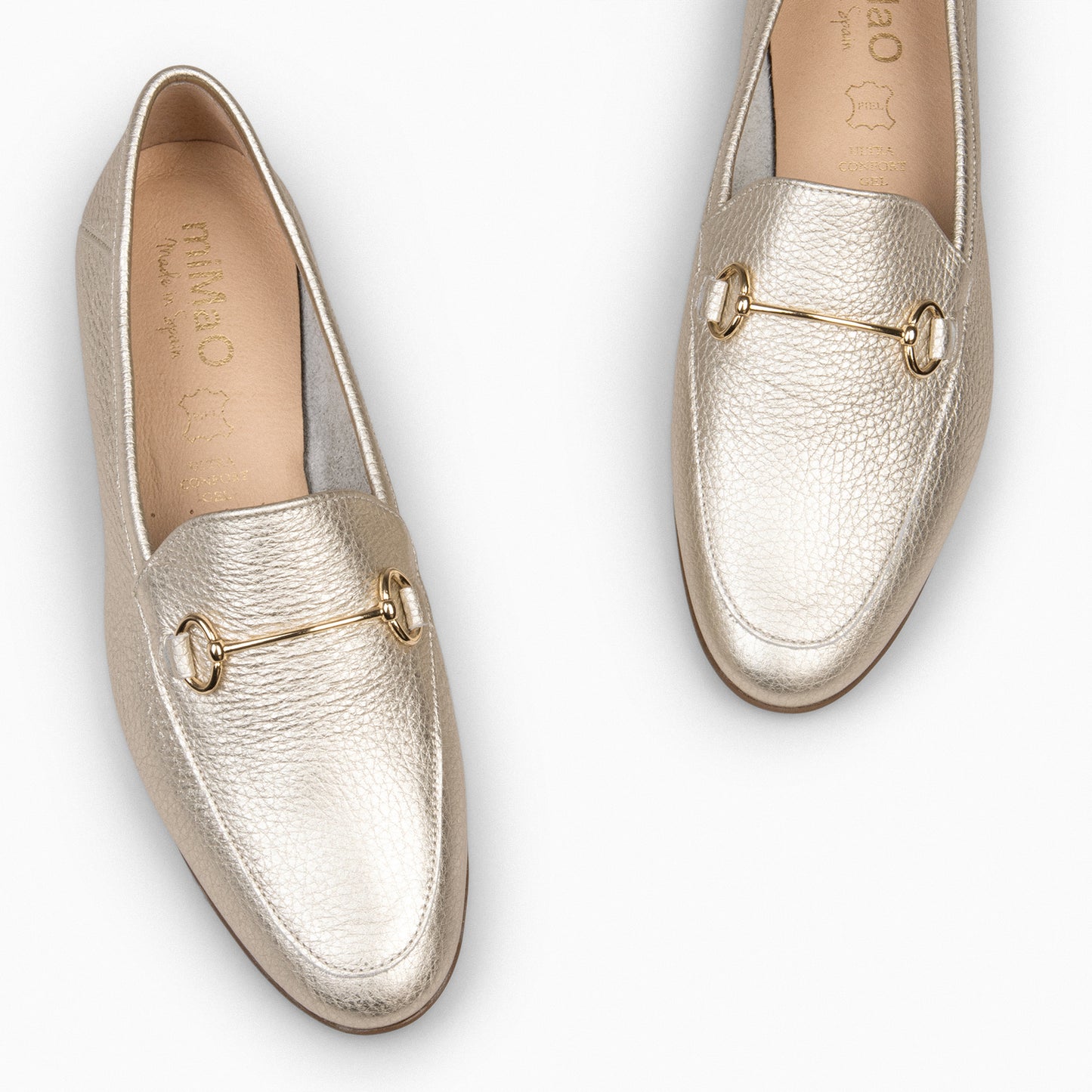 STYLE – Mocasines planos con adorno metalizado PLATINO