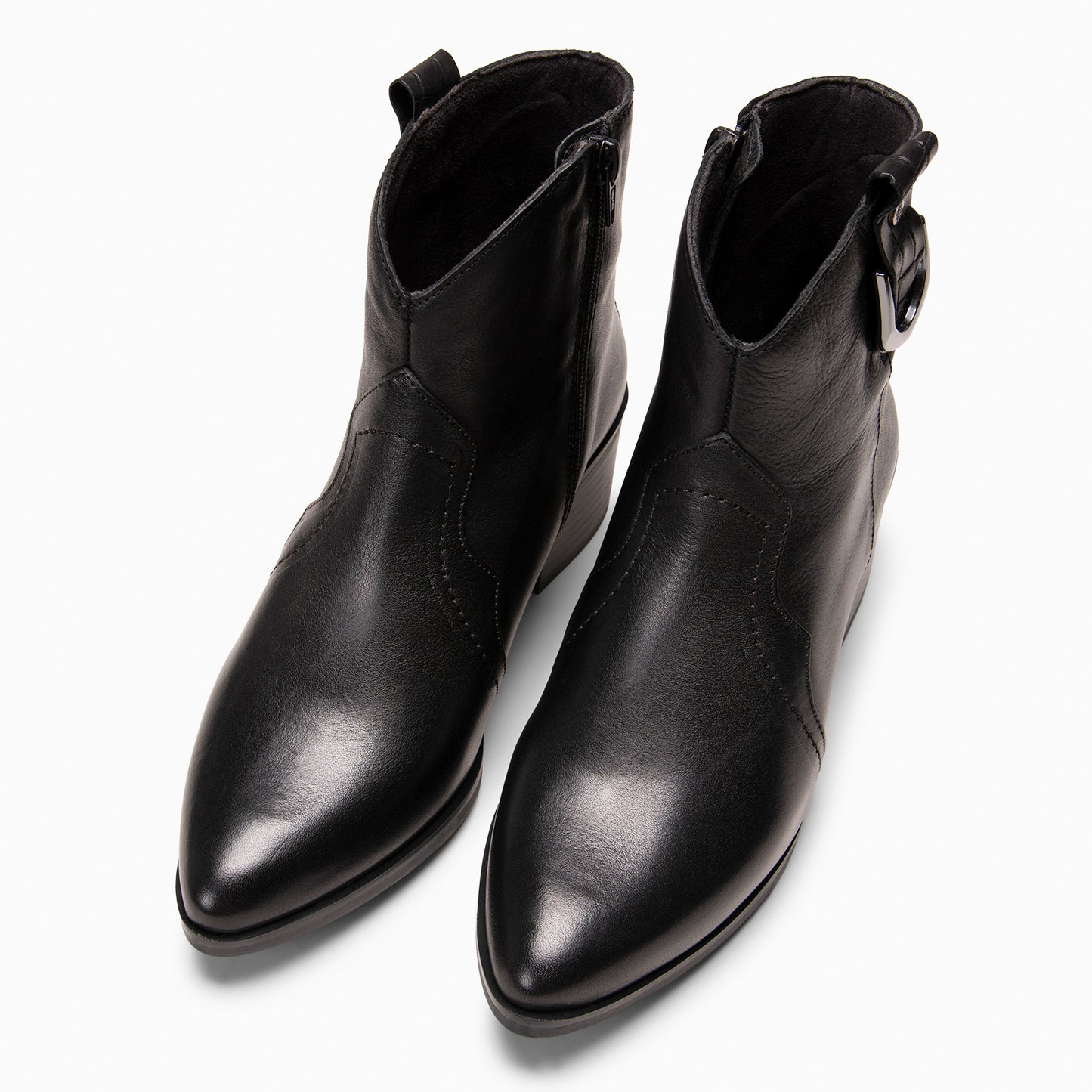 SANTANA - Botines Cowboy de piel NEGRO