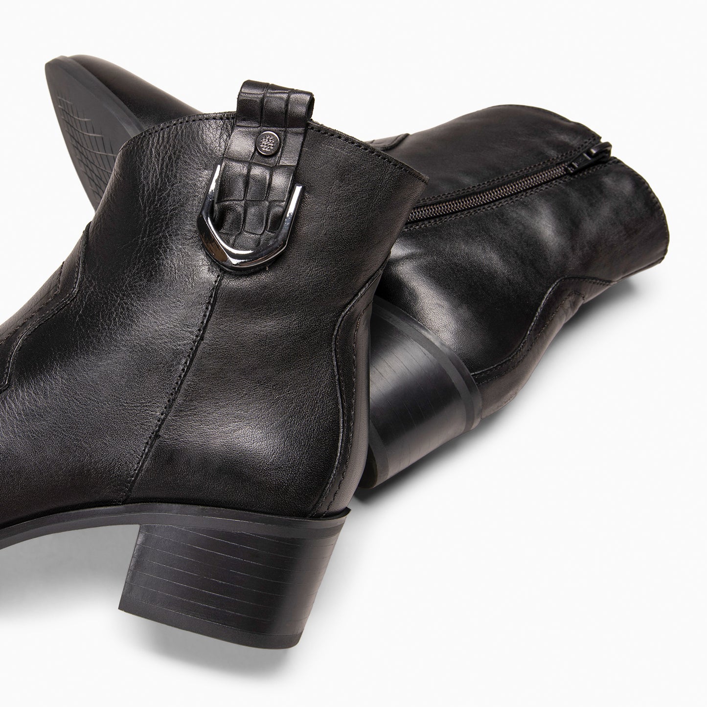 SANTANA - Botines Cowboy de piel NEGRO