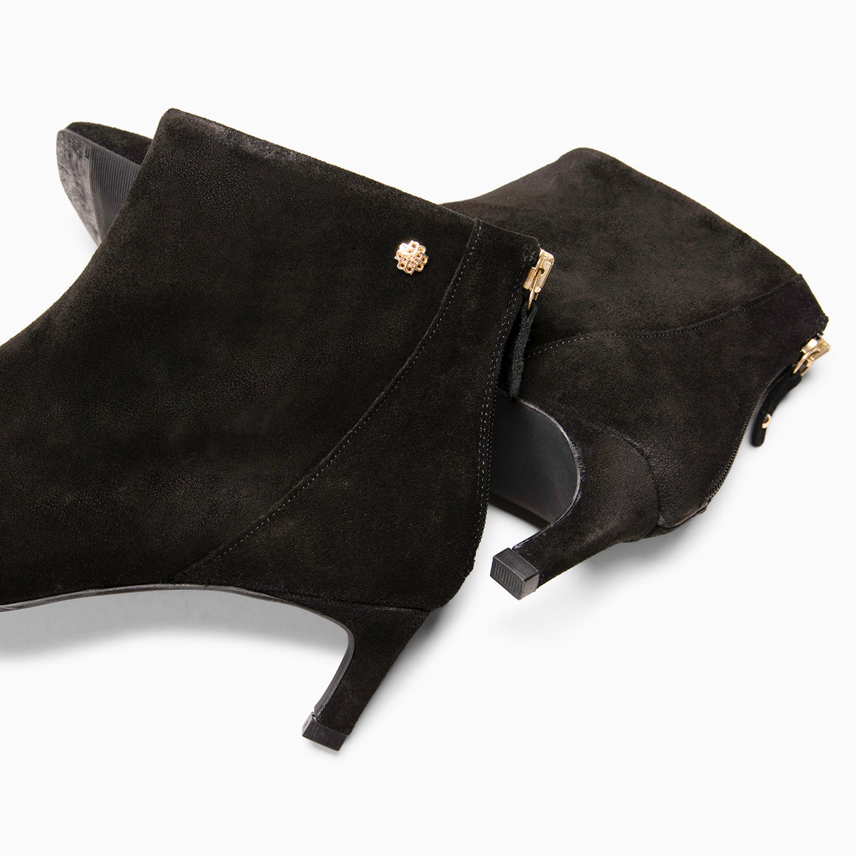 LUISA - Botines de tacón kitten con cremallera NEGRO