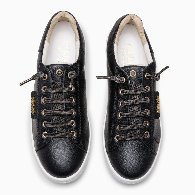 RENNES - Zapatillas con cordones elásticos NEGRO LEOPARDO