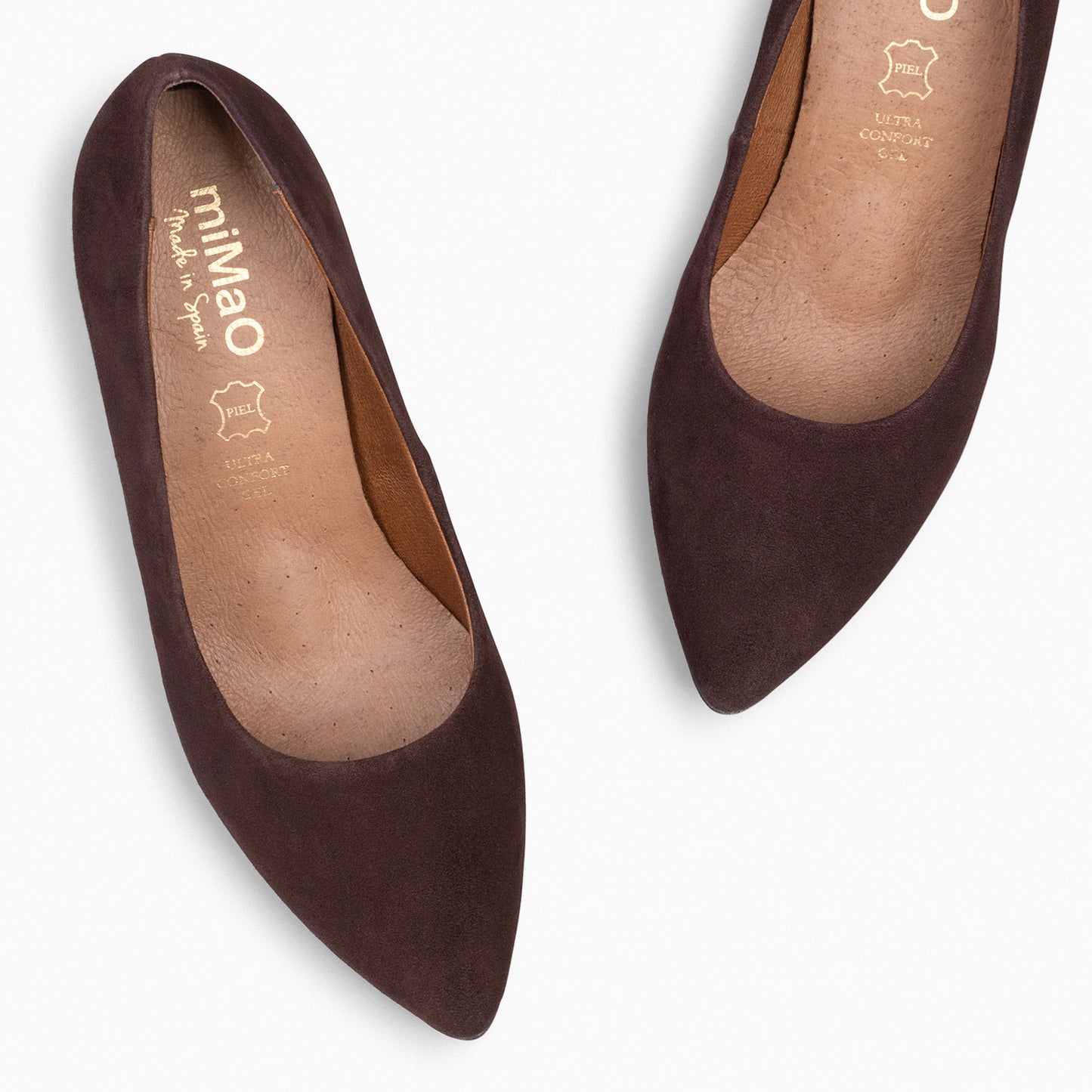 URBAN S - Zapatos de tacón medio de ante en CHOCOLATE