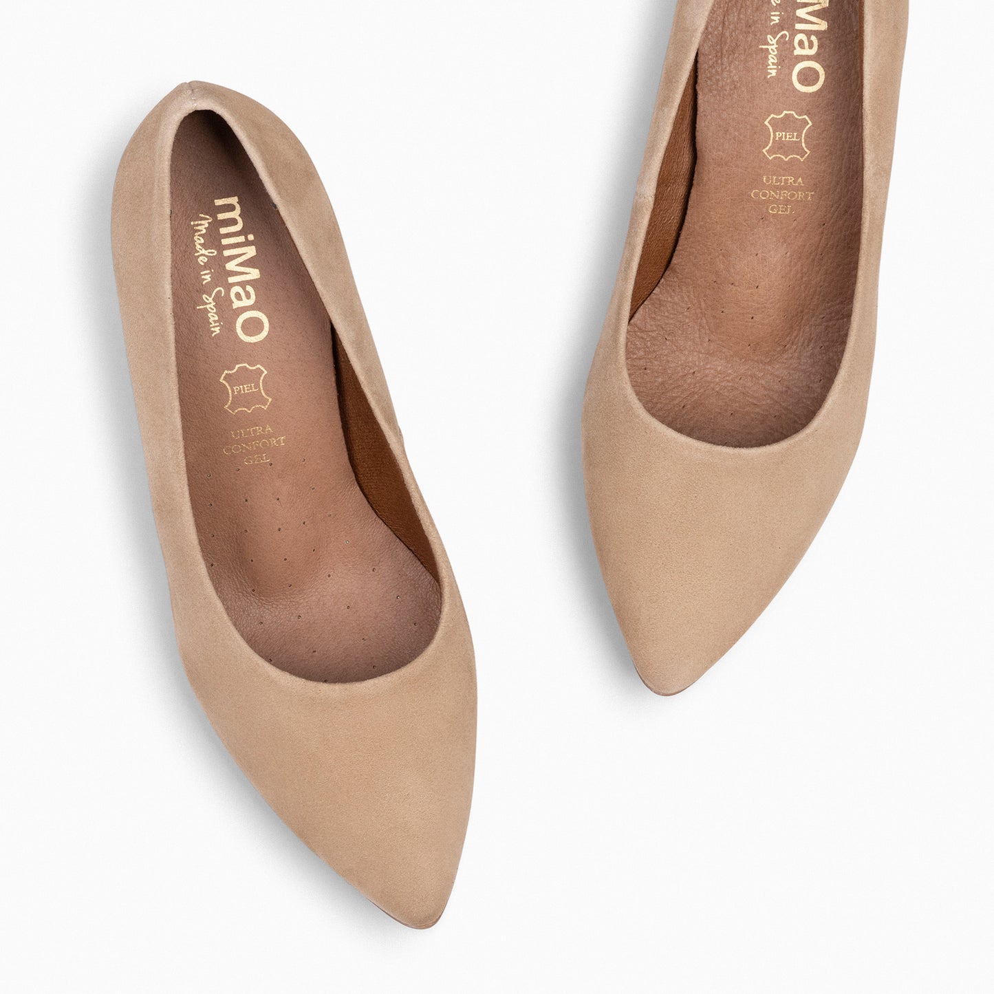 URBAN S – Zapatos de tacón medio de ante  BEIGE