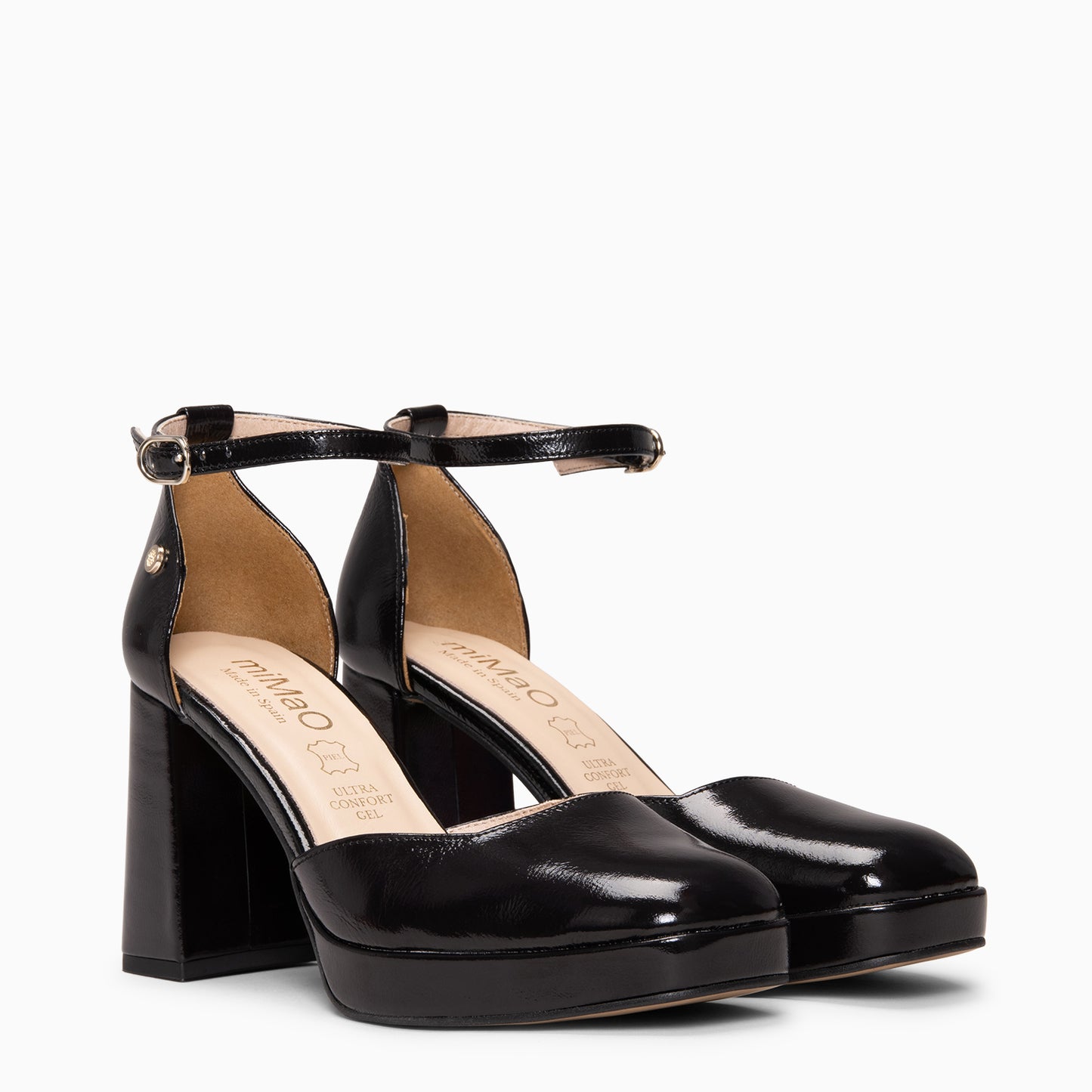 MEGAN - Zapatos con tacón ancho y plataforma NEGRO