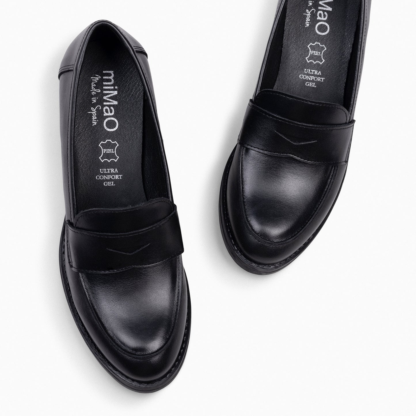 MOKKA – Mocasín de napa con tacón NEGRO