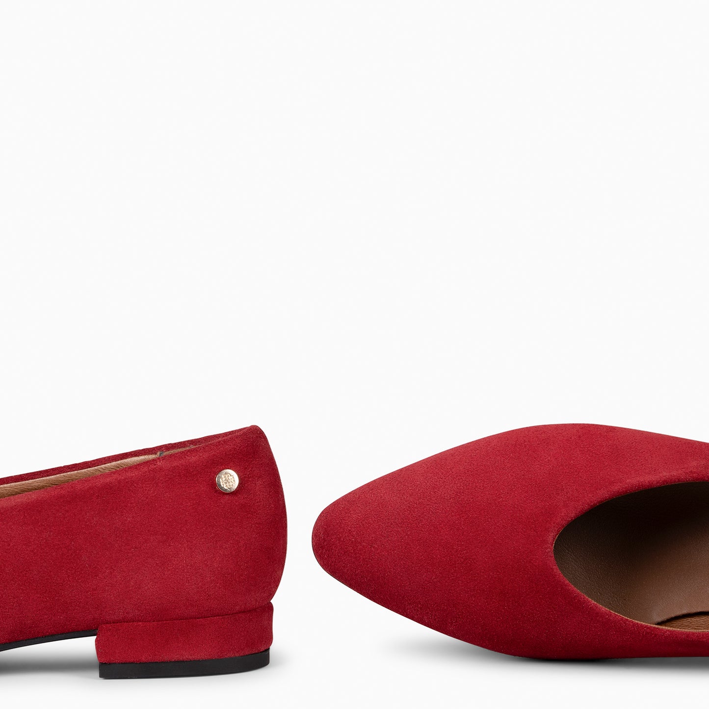 URBAN LACY – Bailarina con tacón bajo en piel de serraje ROJO