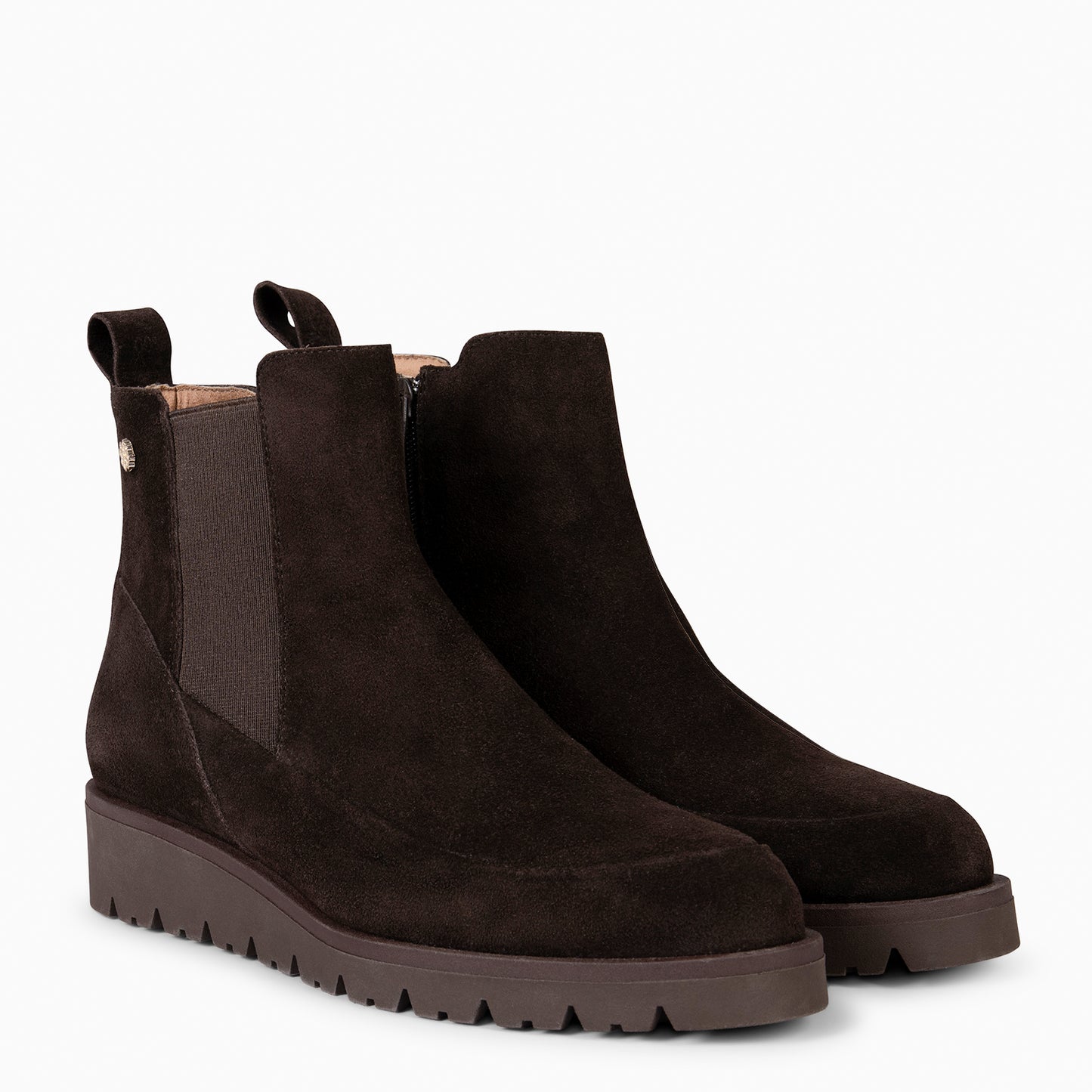 BRISTOL - Botines de ante con cuña MARRON