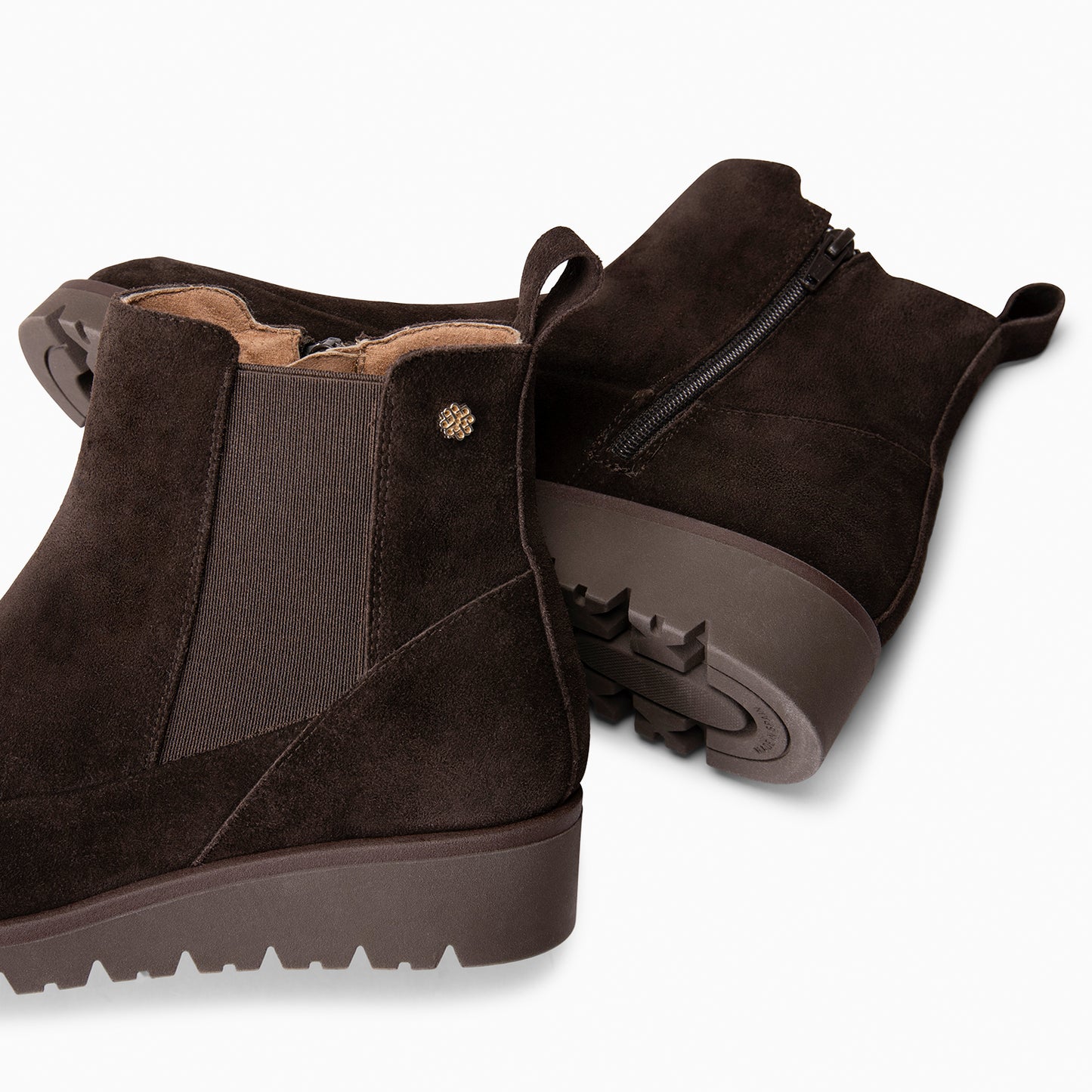 BRISTOL - Botines de ante con cuña MARRON